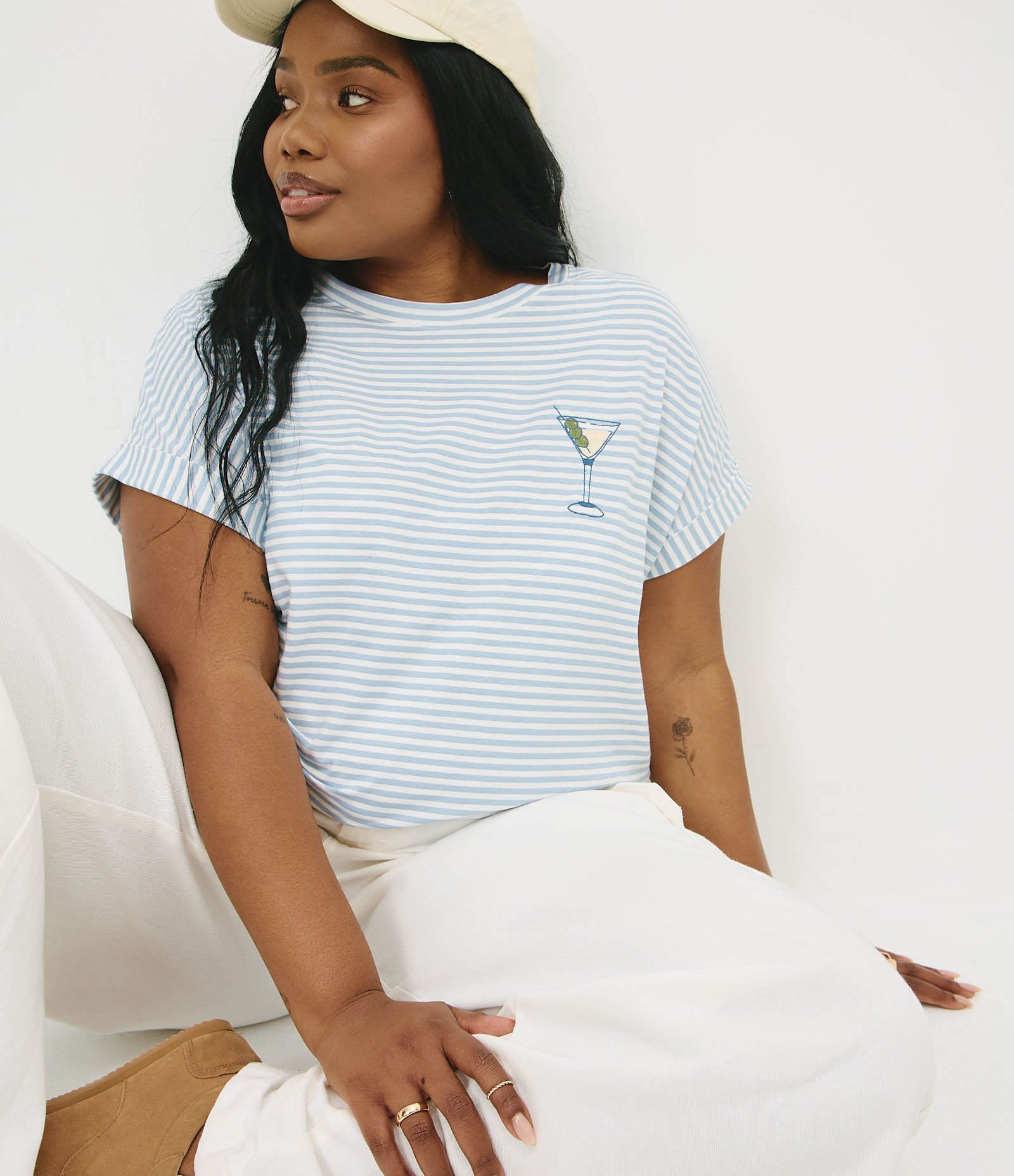 Blusa em Algodão com Bordado Coquetel Curve & Plus Size Azul 1