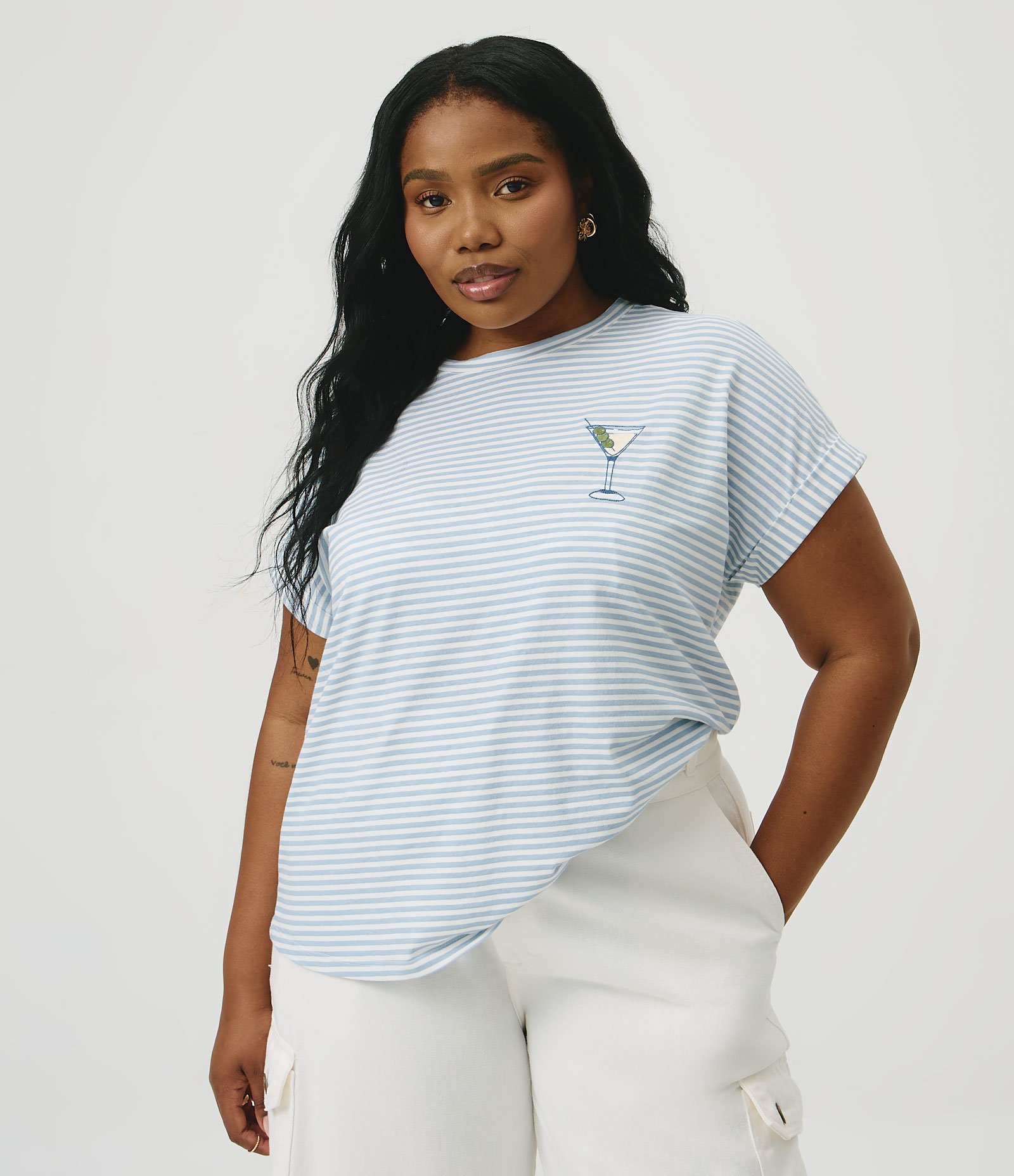 Blusa em Algodão com Bordado Coquetel Curve & Plus Size Azul 3