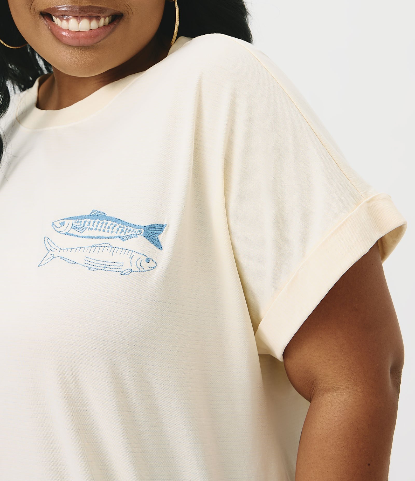Blusa em Algodão com Bordado Sardinha Curve & Plus Size Bege 3