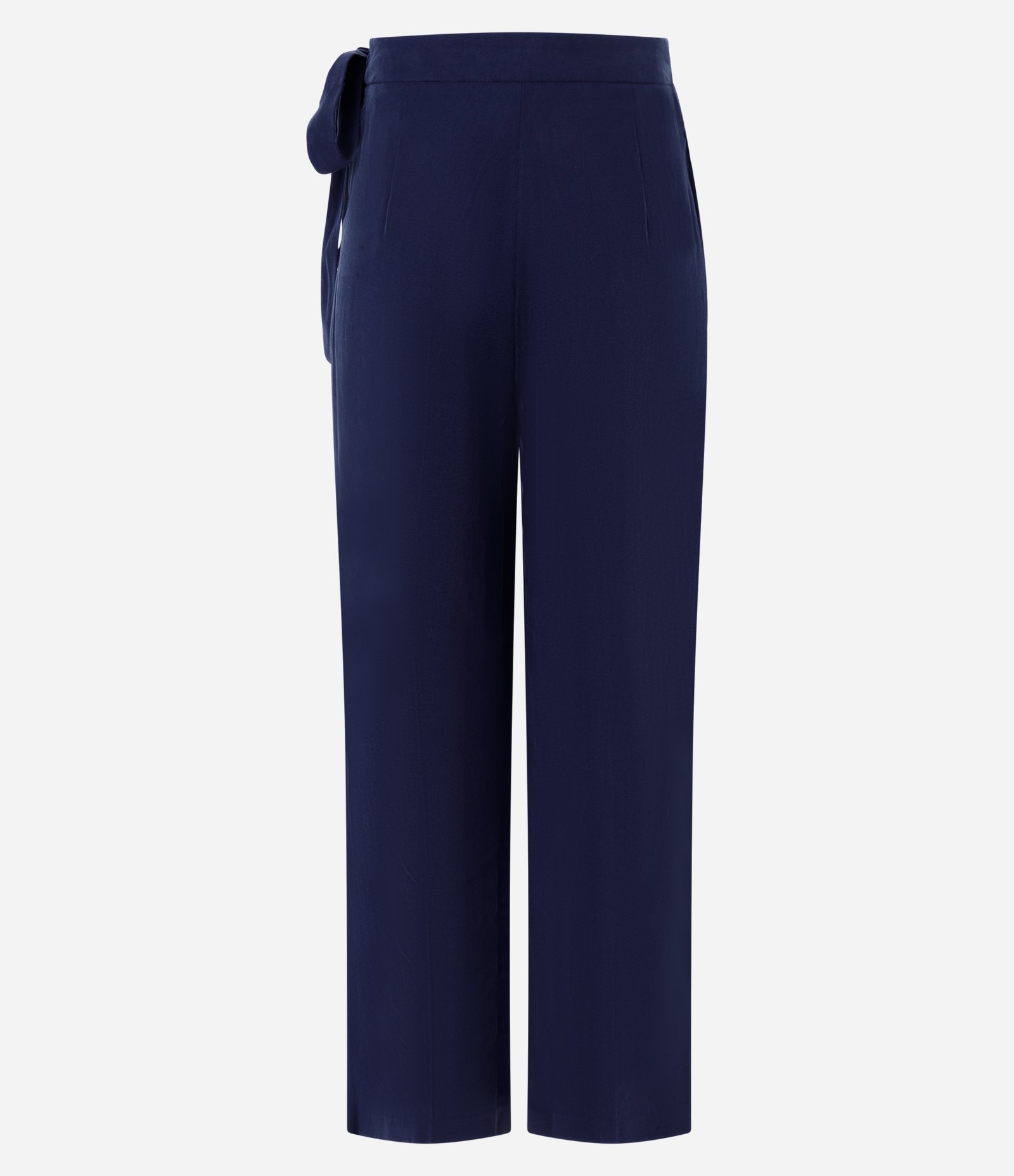 Calça Wide Leg em Viscose com Transpasse e Amarração Lateral Azul 2
