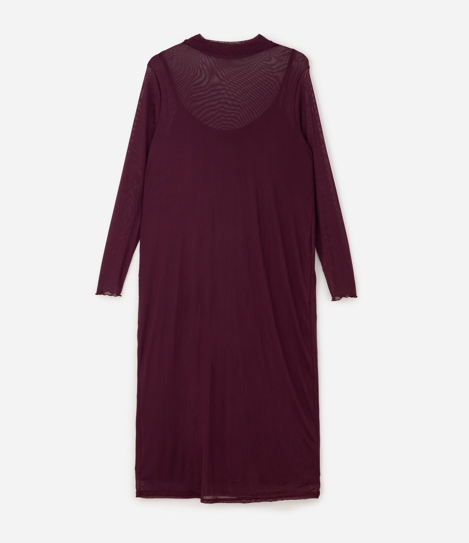 Vestido Midi em Tule com Manga Longa Curve & Plus Size Bordô 5