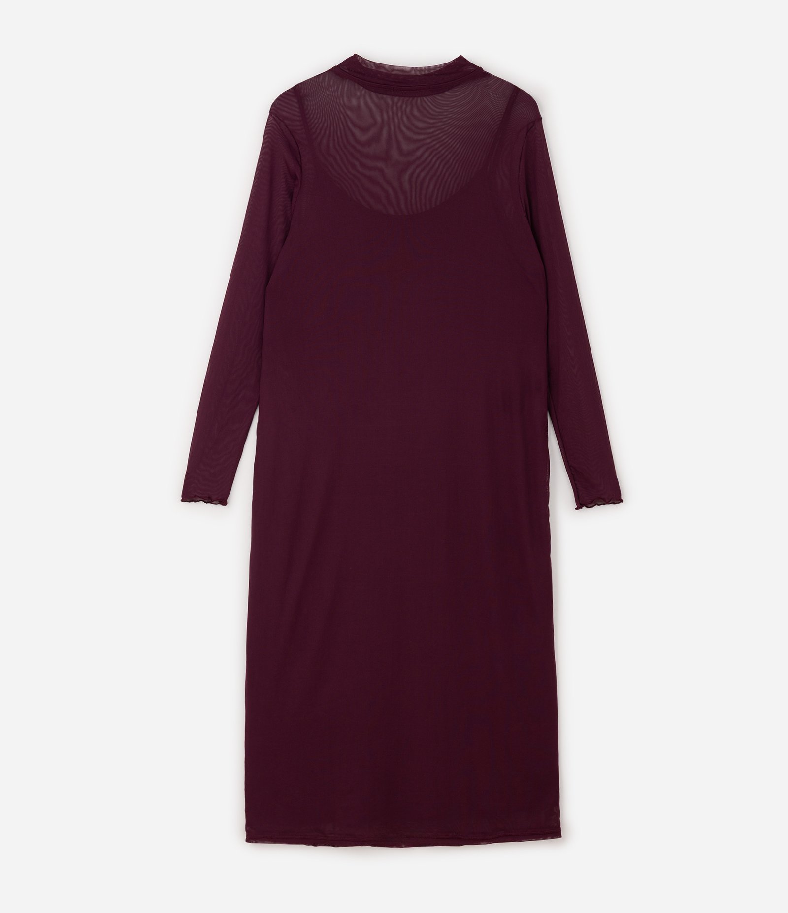 Vestido Midi em Tule com Manga Longa Curve & Plus Size Bordô 6