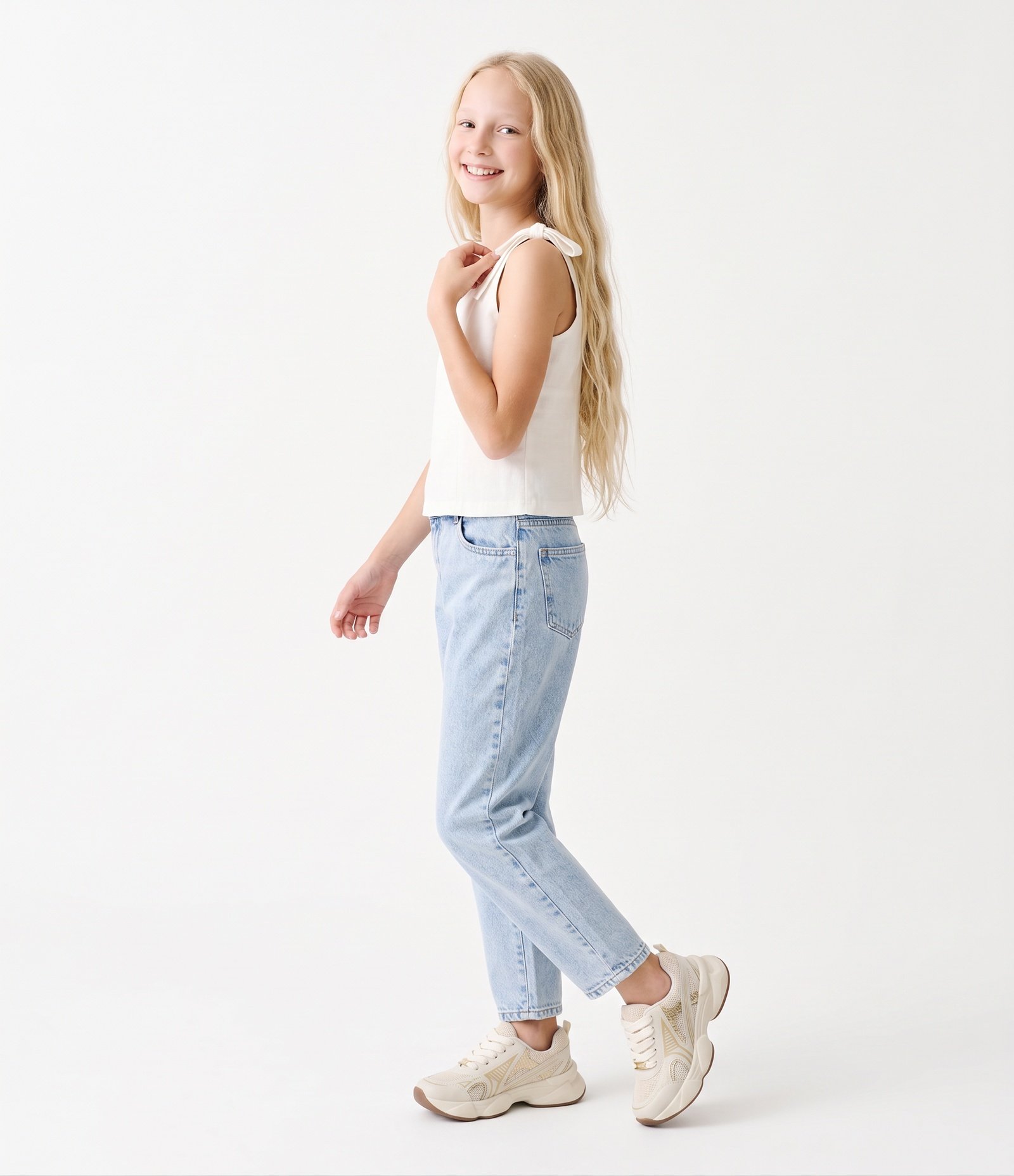 Blusa Infantil Em Viscose Com Lacimhos - Tam 5 a 16 Anos Branco 1