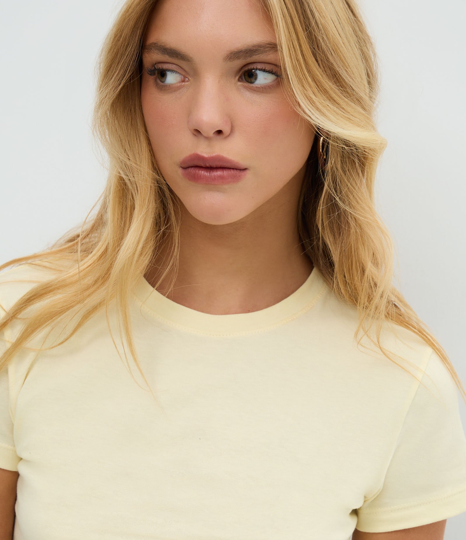 Blusa Cropped Manga Curta em Cotton Amarelo 3