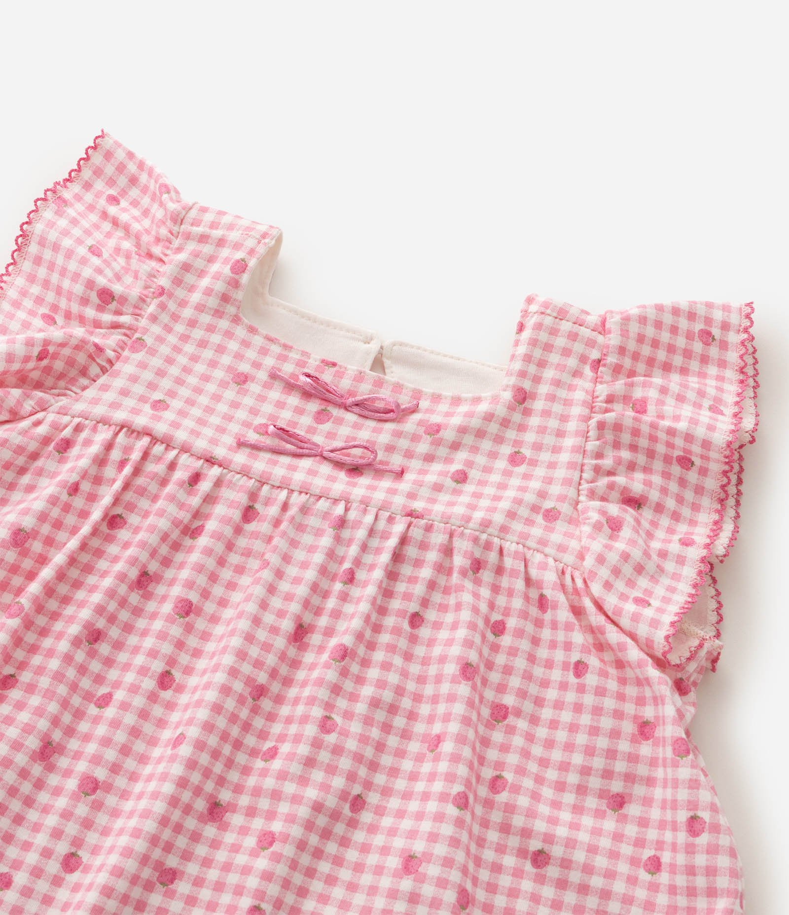 Vestido Infantil com Estampa de Moranguinhos e Calcinha - Tam 0 A 18 Meses Rosa 4