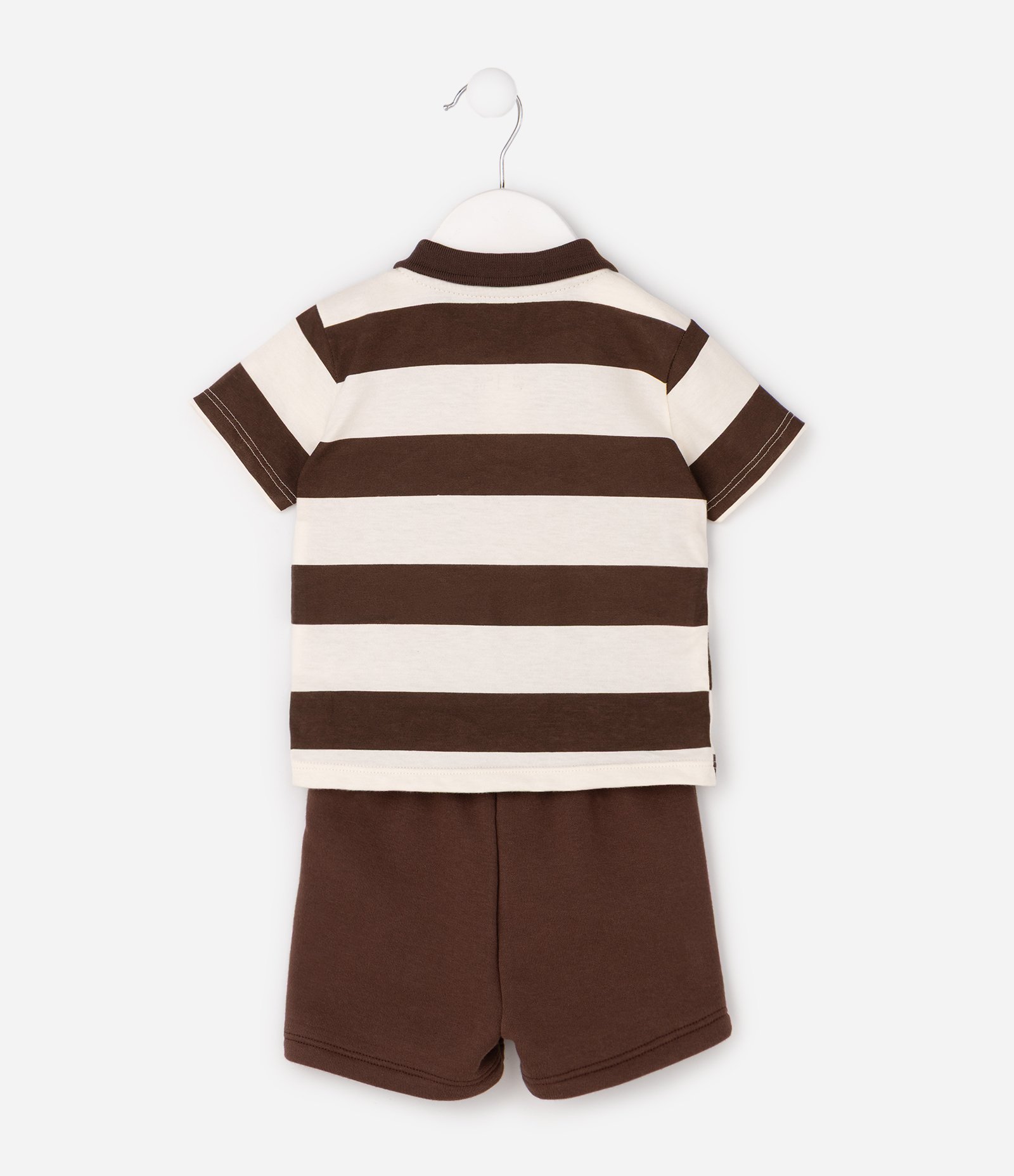 Conjunto Bebê em Algodão Listrado com Bolsinho – Tam 0 a 18 Meses Marrom 3
