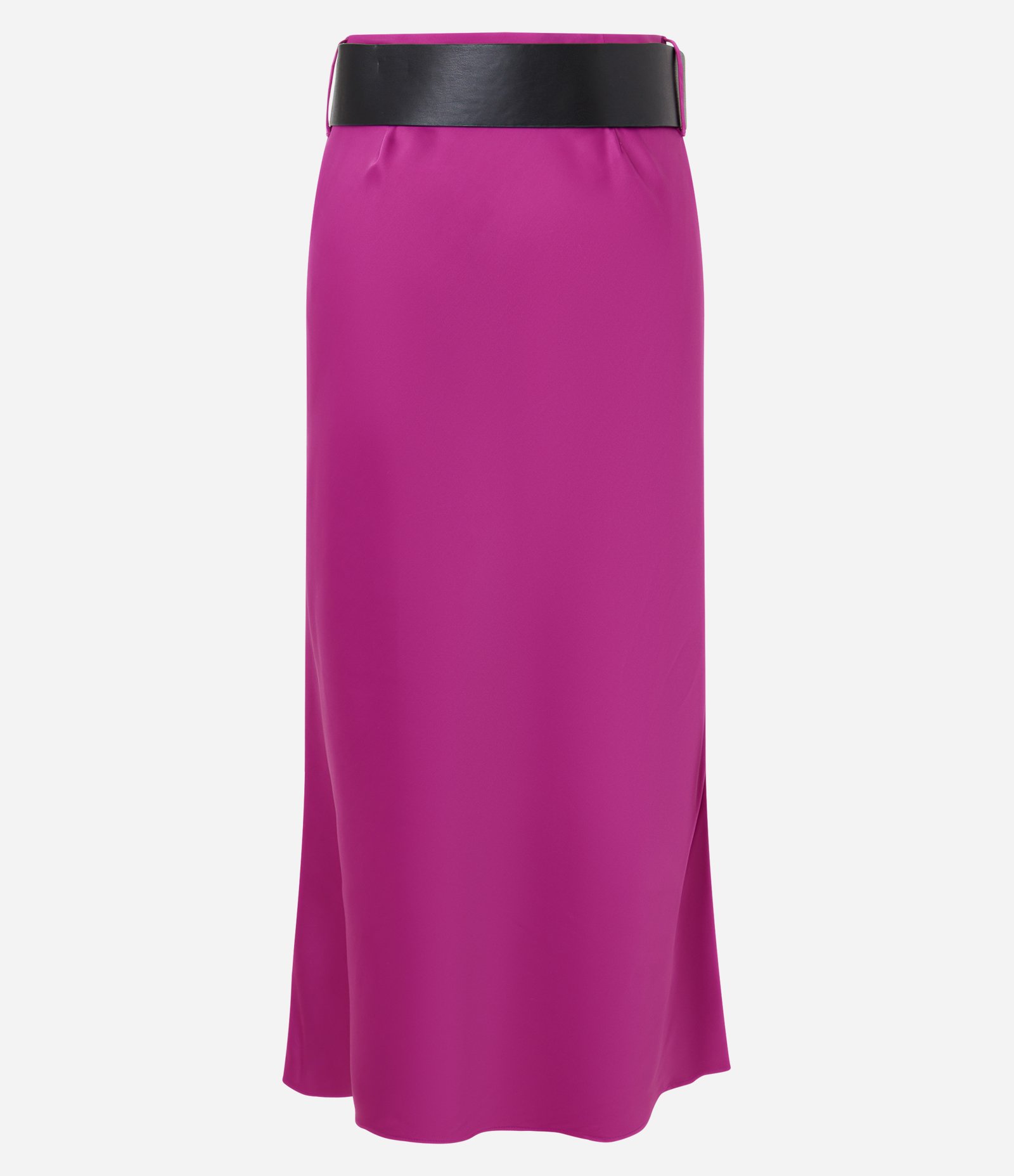 Saia Midi em Cetim com Cinto Largo Rosa 6