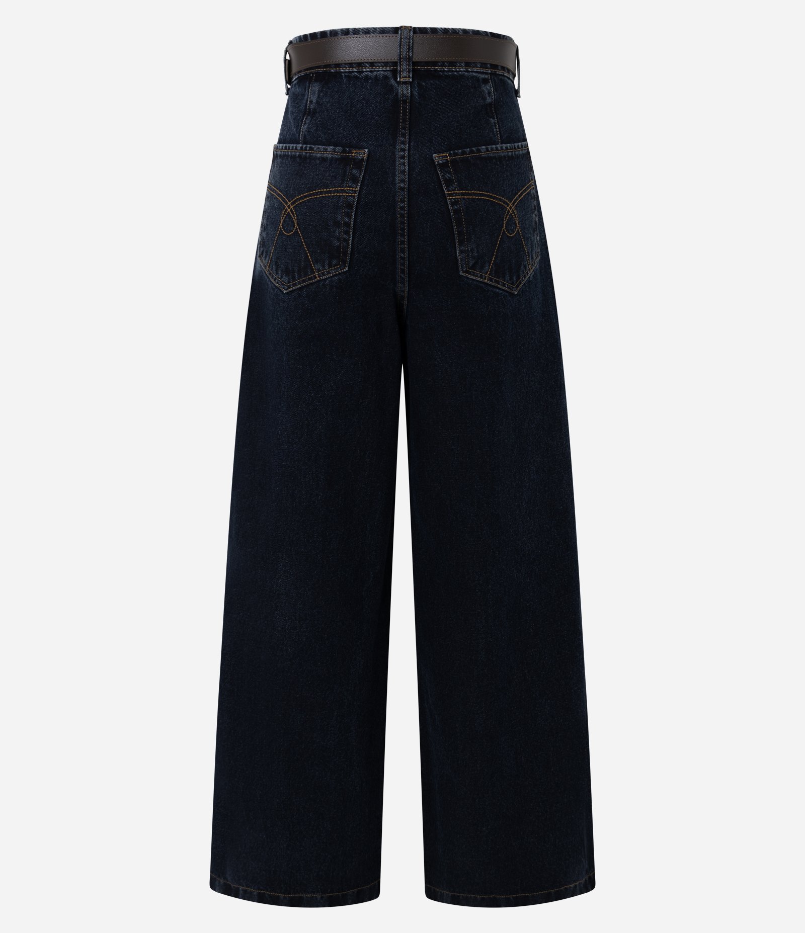 Calça Pantalona em Jeans com Cintura Alta Escuro 5