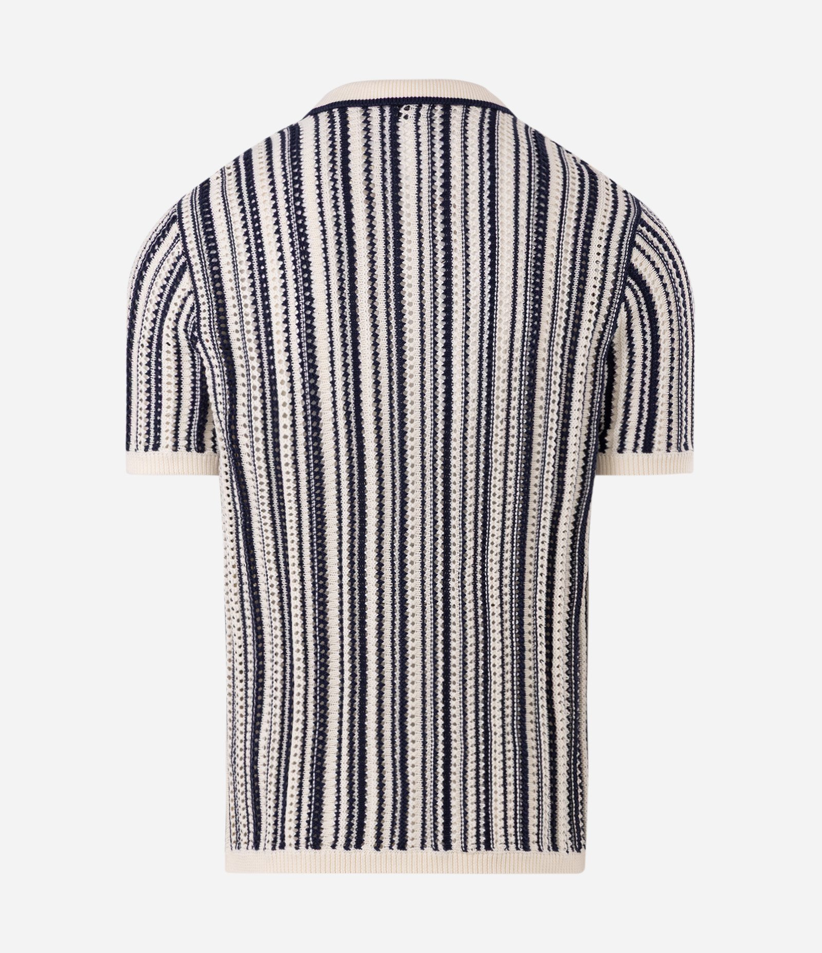 Polo Crochê em Algodão Listrada com Fio Tinto Azul 6