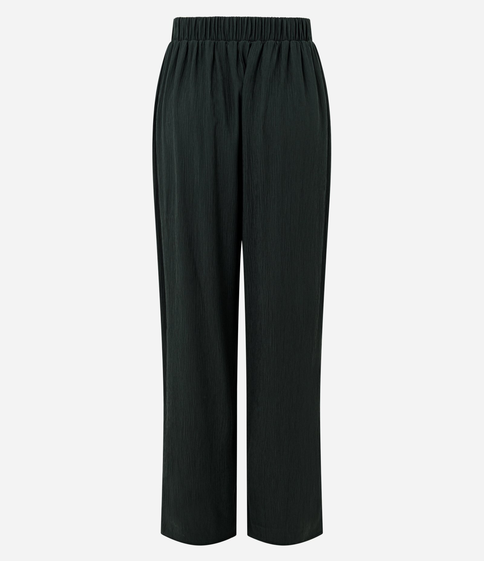 Calça Pantalona em Viscose Texturizado com Amarração na Cintura Verde Escuro 7