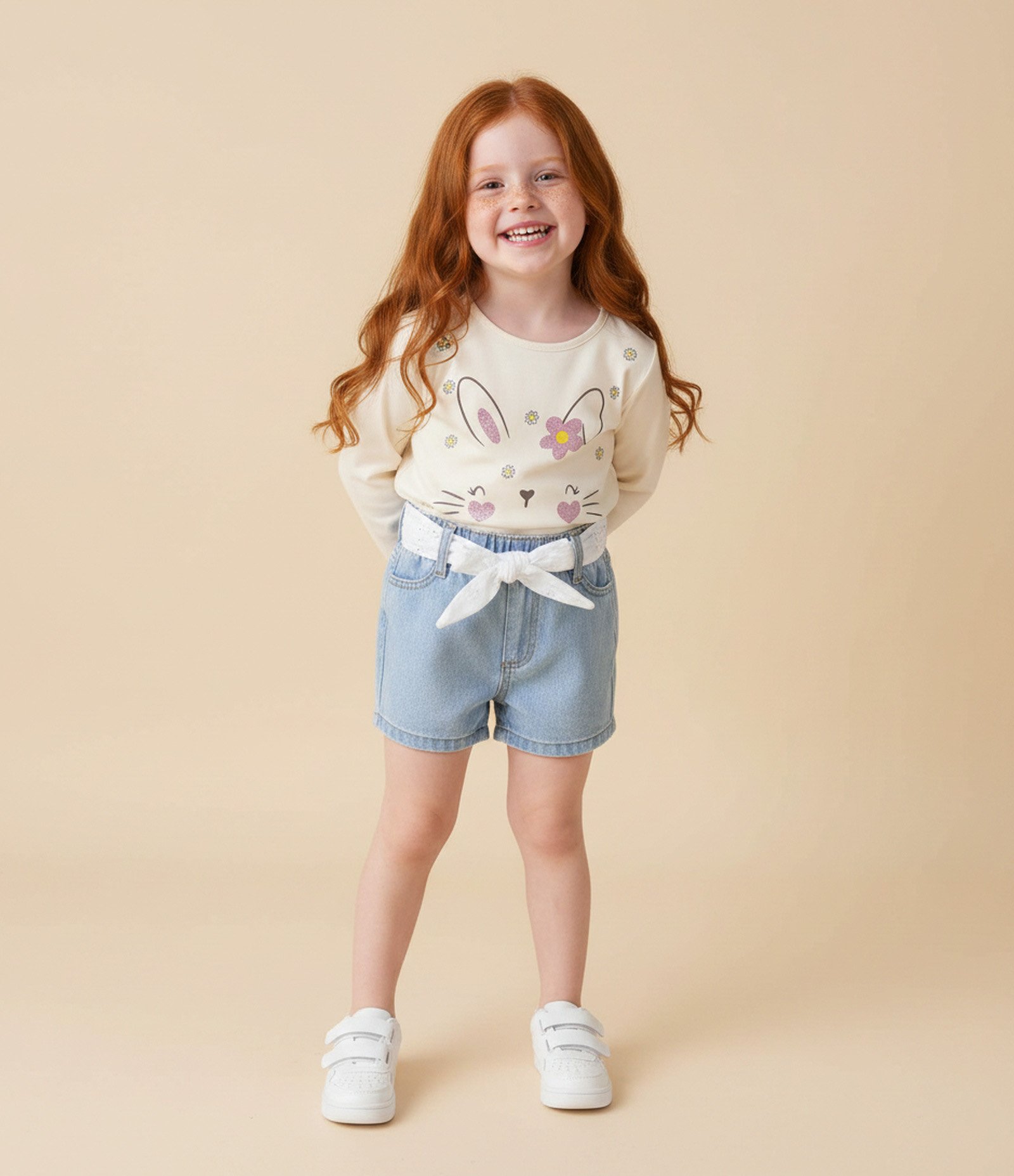 Short Infantil em Jeans com Cinto – Tam 1 a 6 Anos Azul Claro 1