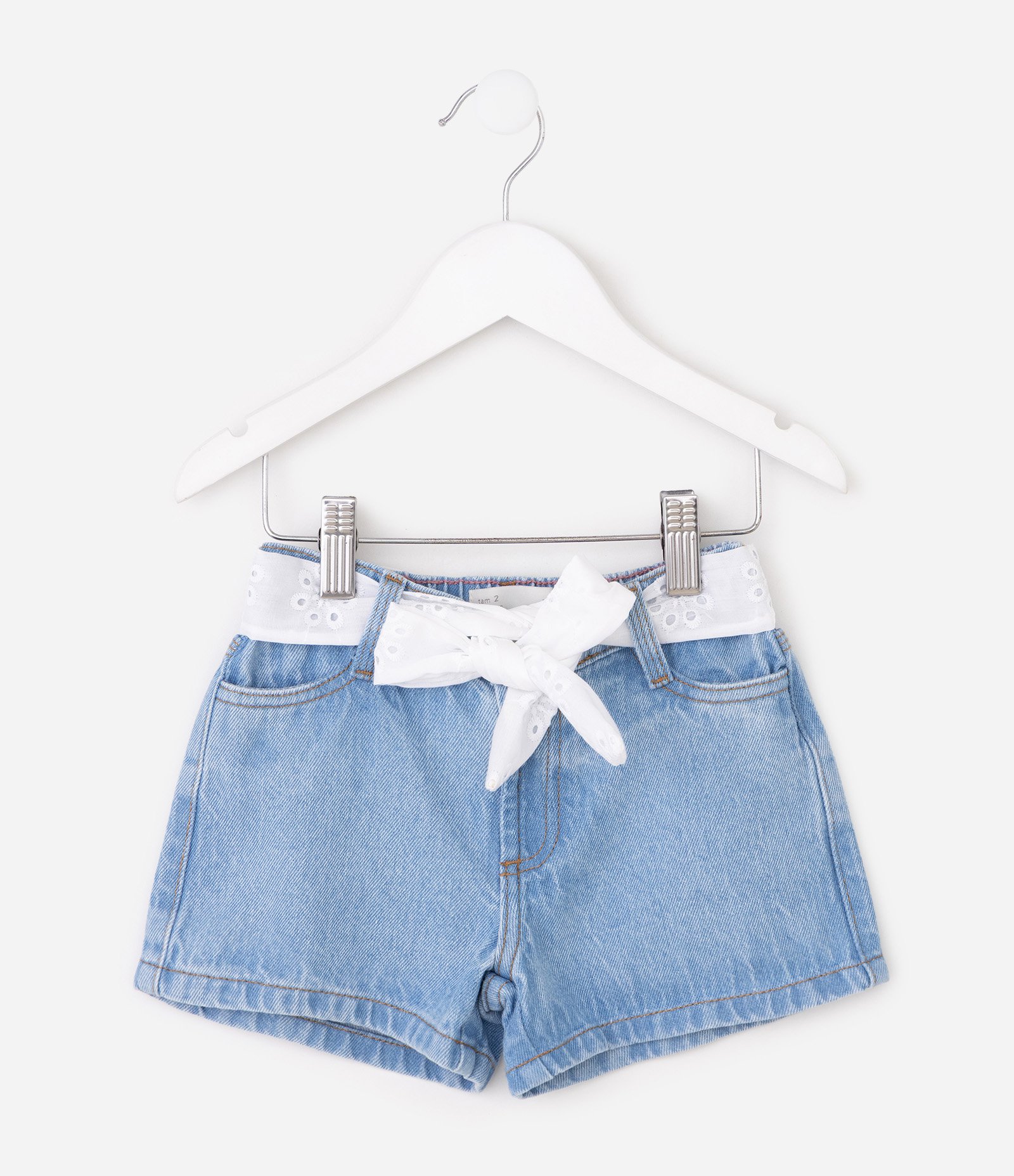 Short Infantil em Jeans com Cinto – Tam 1 a 6 Anos Azul Claro 2