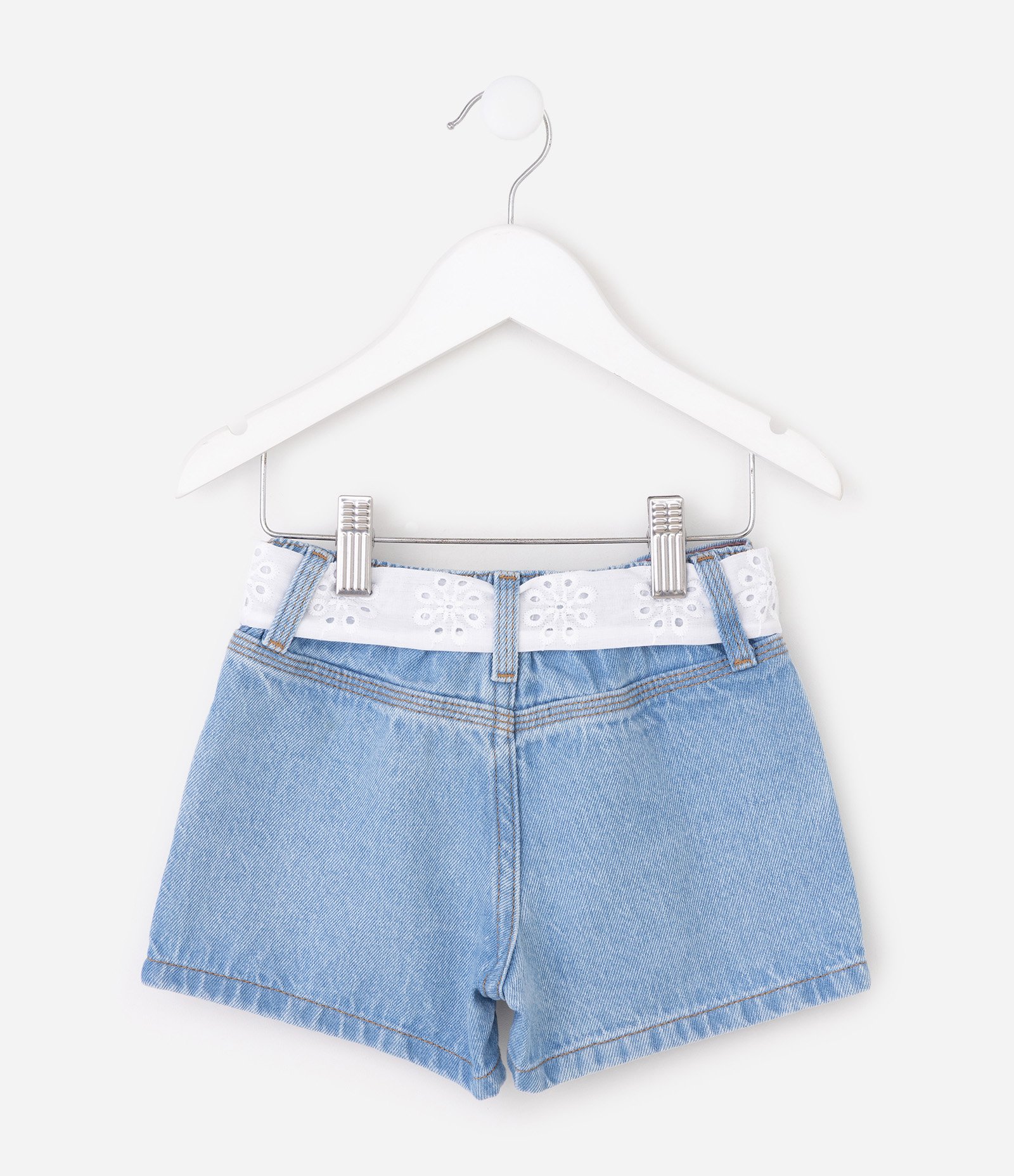 Short Infantil em Jeans com Cinto – Tam 1 a 6 Anos Azul Claro 3