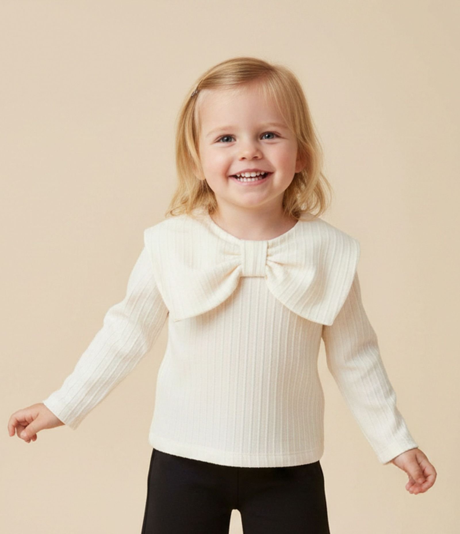 Blusa Slim Infantil com Laço Frontal Aplicado – Tam 1 a 6 Anos Off White 1