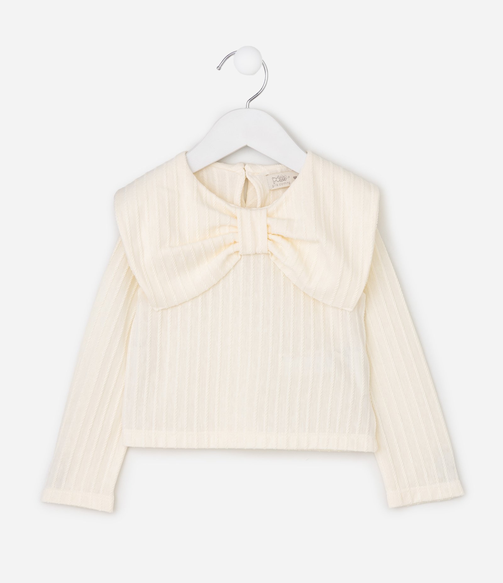 Blusa Slim Infantil com Laço Frontal Aplicado – Tam 1 a 6 Anos Off White 2