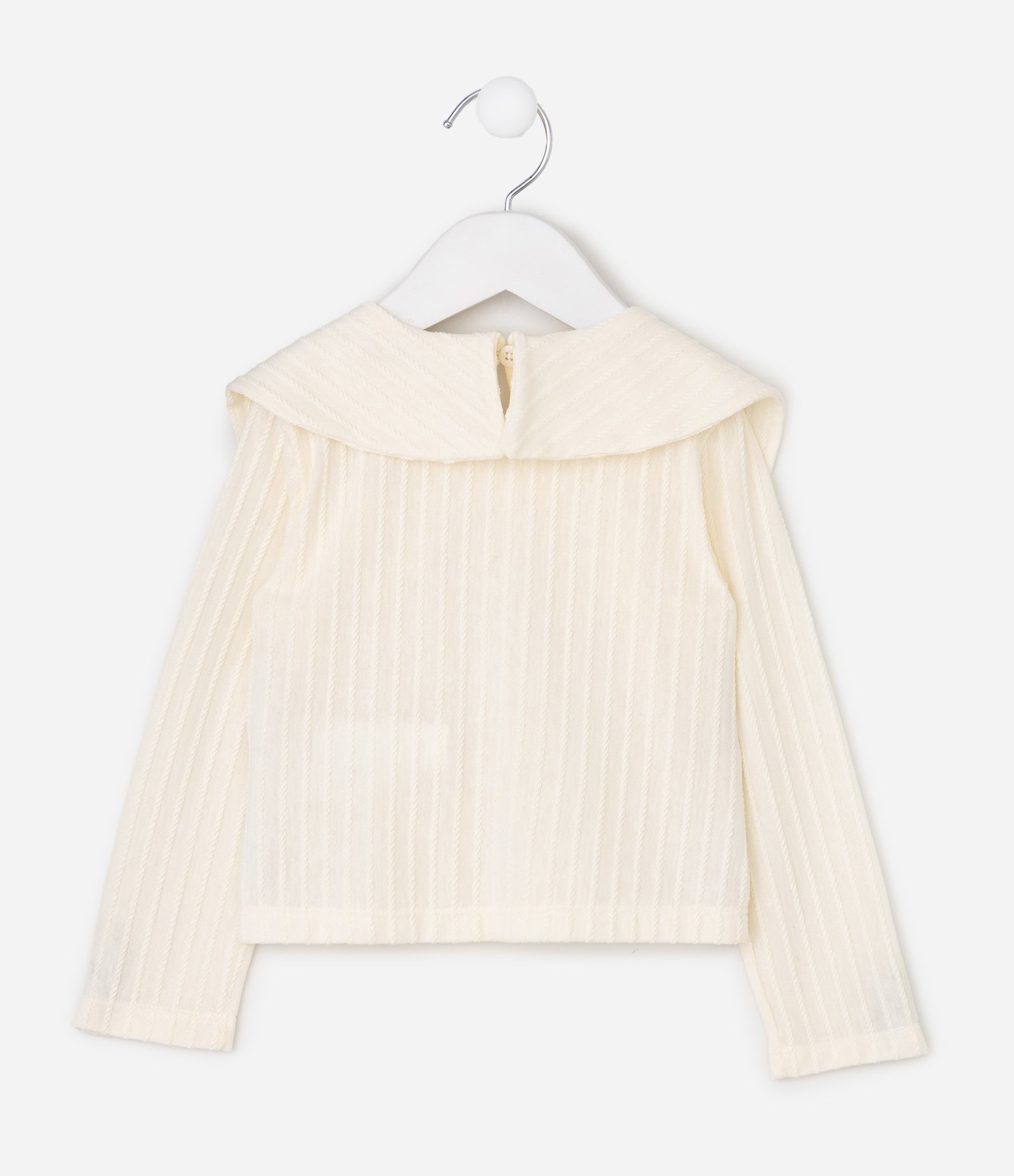 Blusa Slim Infantil com Laço Frontal Aplicado – Tam 1 a 6 Anos Off White 3