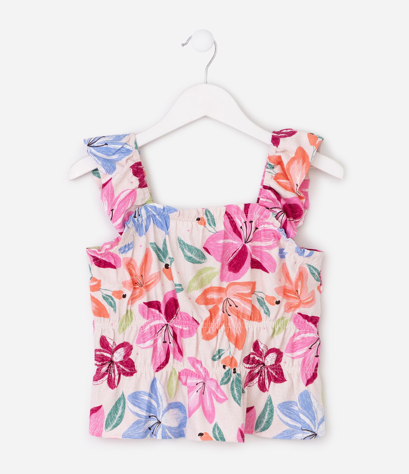 Blusa Infantil Com Alcinha e Estampa Floral - Tam 5 a 14 Anos Multicores 2