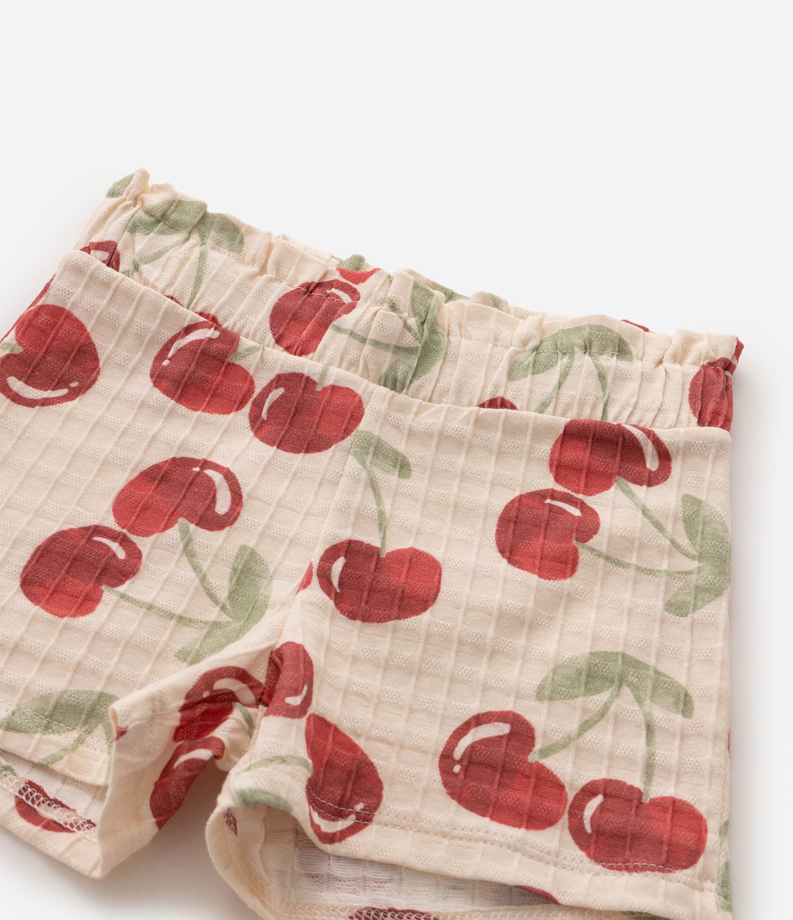 Conjunto Infantil em Algodão com Estampa Cereja – Tam 1 a 6 Anos Bege/Vermelho 4