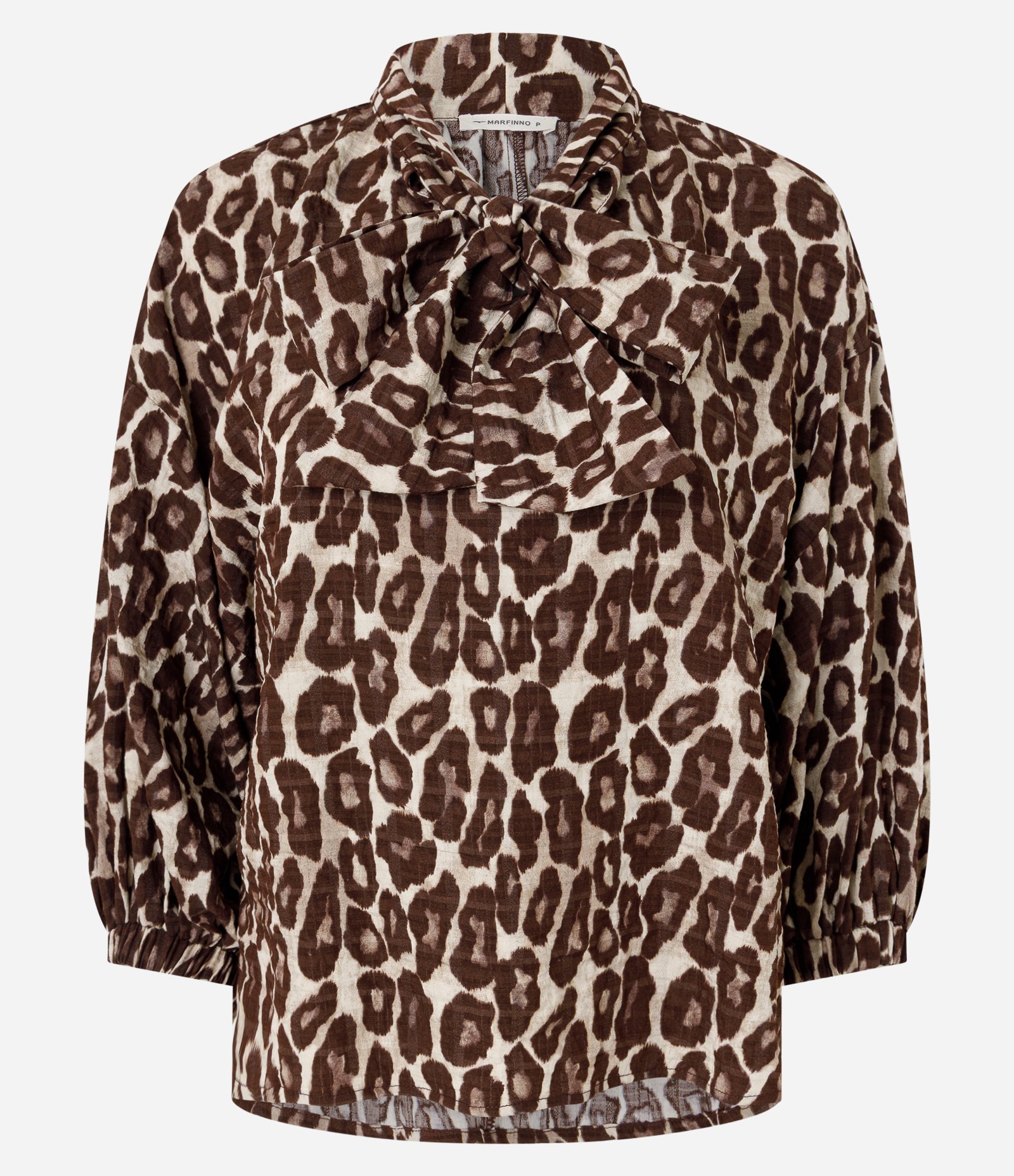 Blusa em Viscose com Manga Bufante e Estampa Animal Print Marrom 5