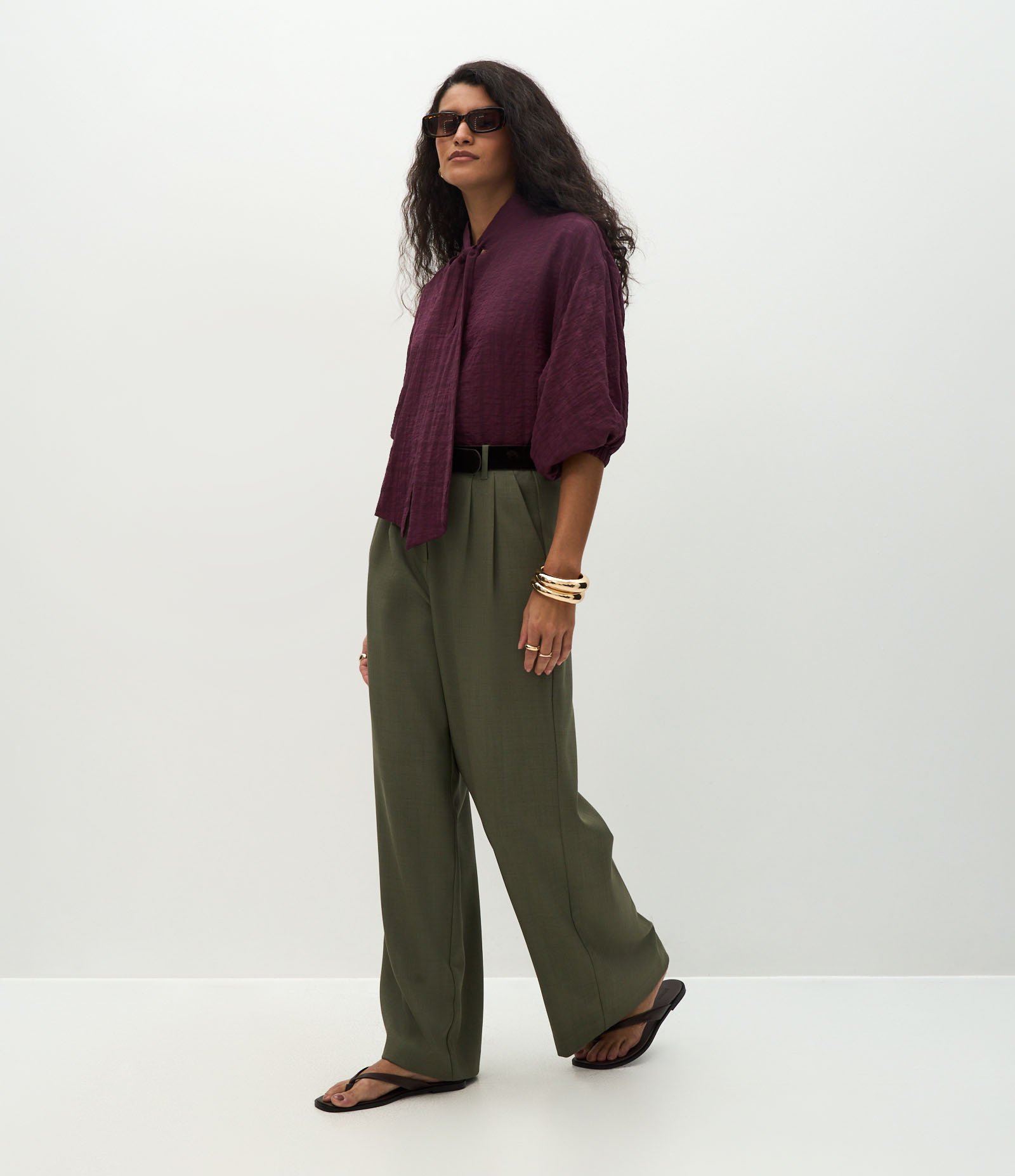Blusa com Gola Laço e Mangas Bufantes Vermelho 2