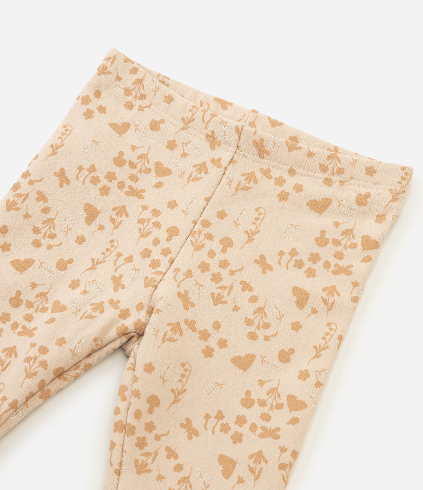 Conjunto Bebê com Estampa Floral com Cogumelos – Tam 0 a 18 Meses Bege Claro 4