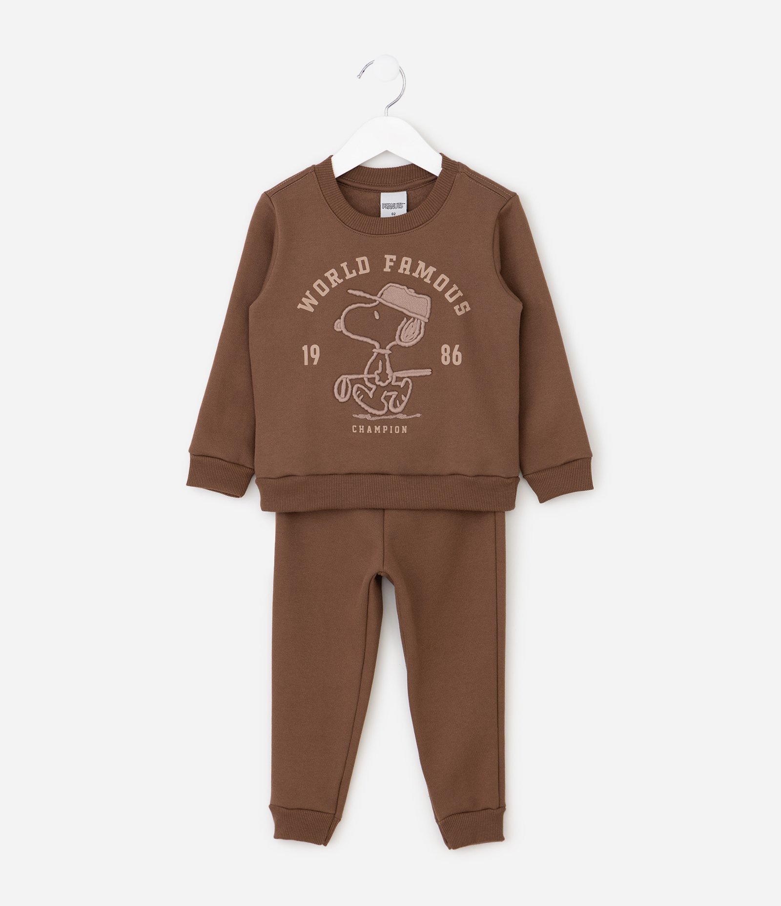 Conjunto Infantil em Moletom com Estampa Snoopy Bordado – Tam 2 a 6 Anos Marrom 2