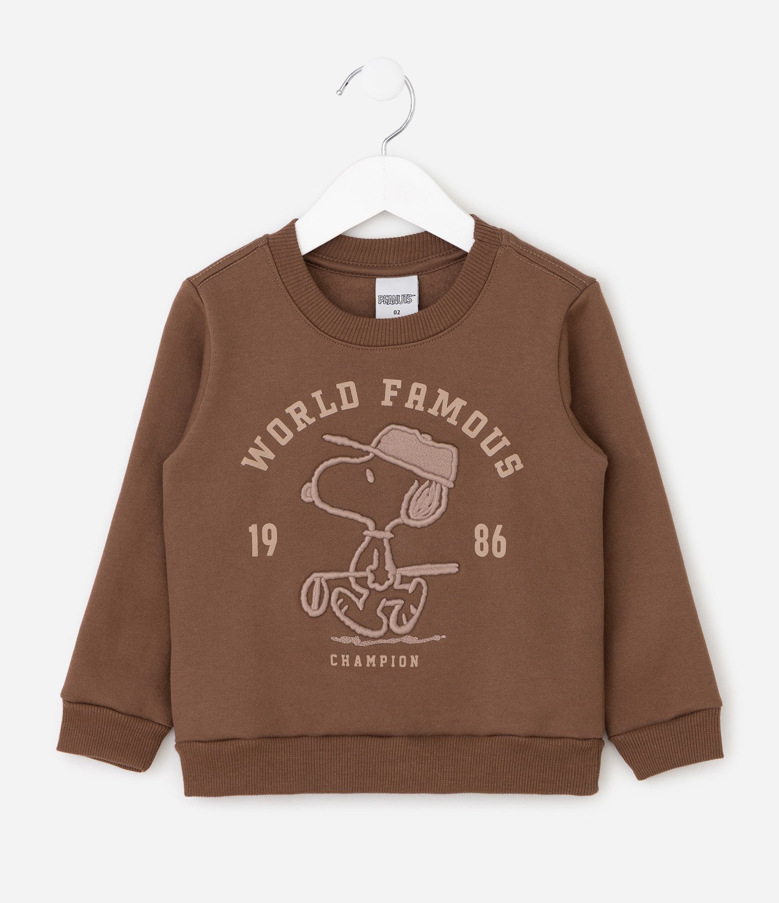 Conjunto Infantil em Moletom com Estampa Snoopy Bordado – Tam 2 a 6 Anos Marrom 3