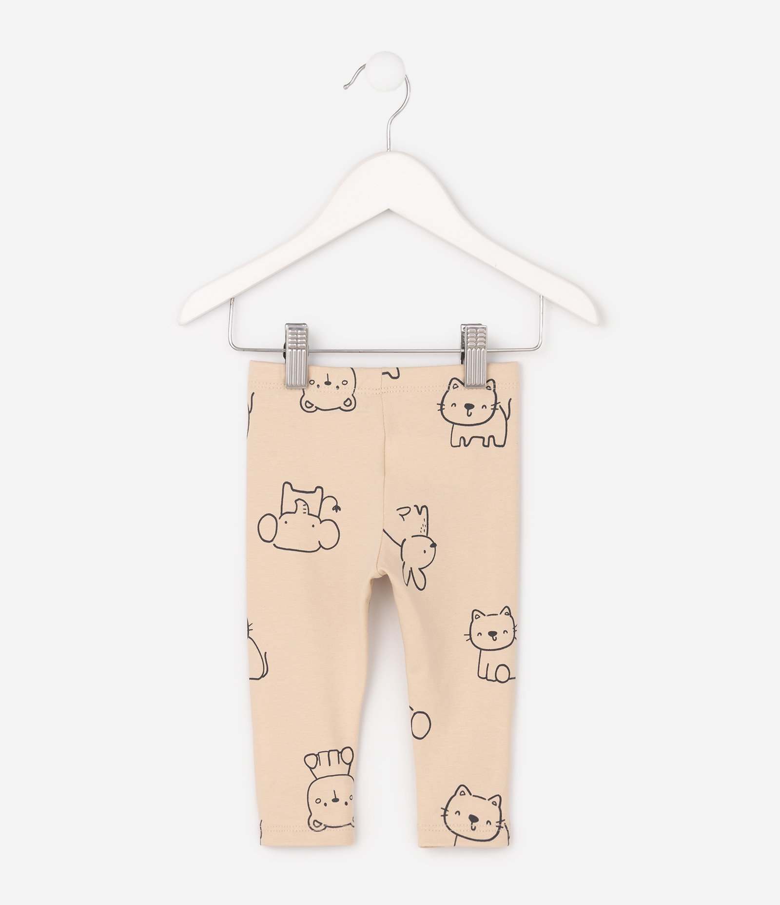 Legging Infantil em Algodão com Estampa de Animais - Tam 3 a 18 Meses Bege 3