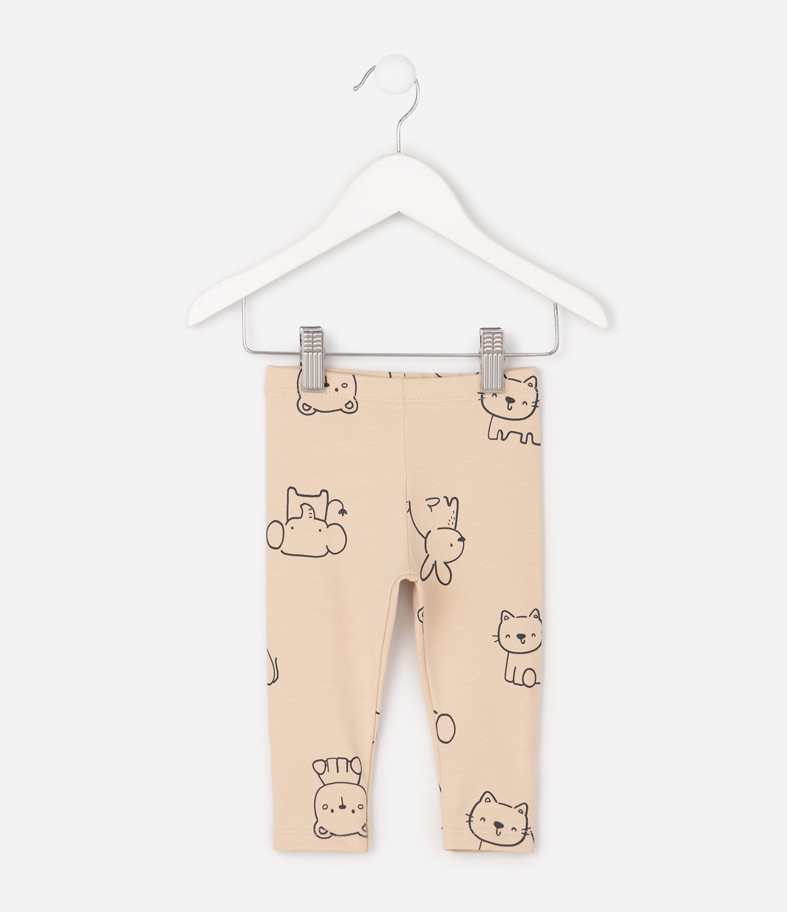 Legging Infantil em Algodão com Estampa de Animais - Tam 3 a 18 Meses Bege 6