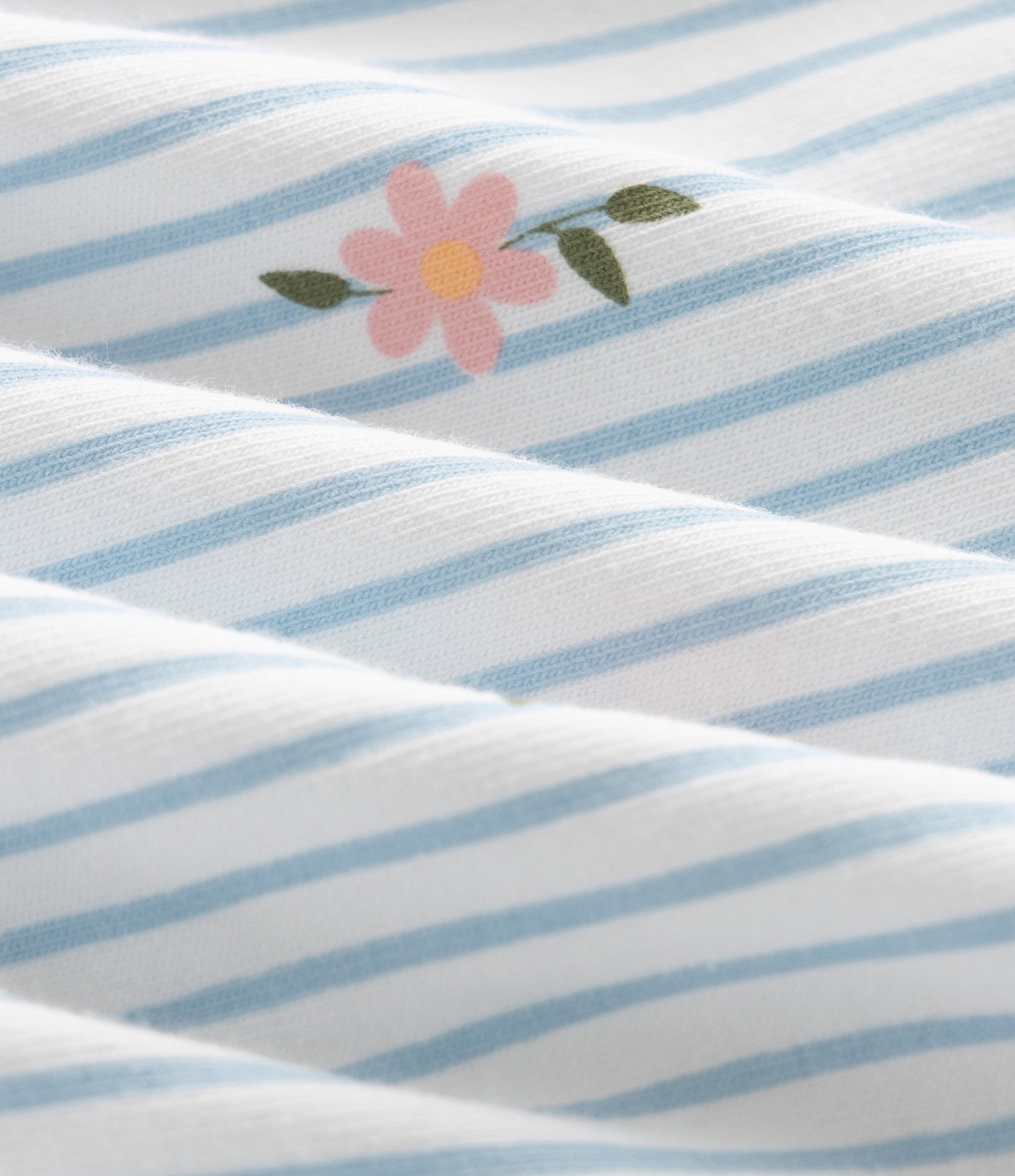 Macacão Infantil com Estampa Listrada e Floral – Tam 0 a 18 Meses Azul/Branco 4