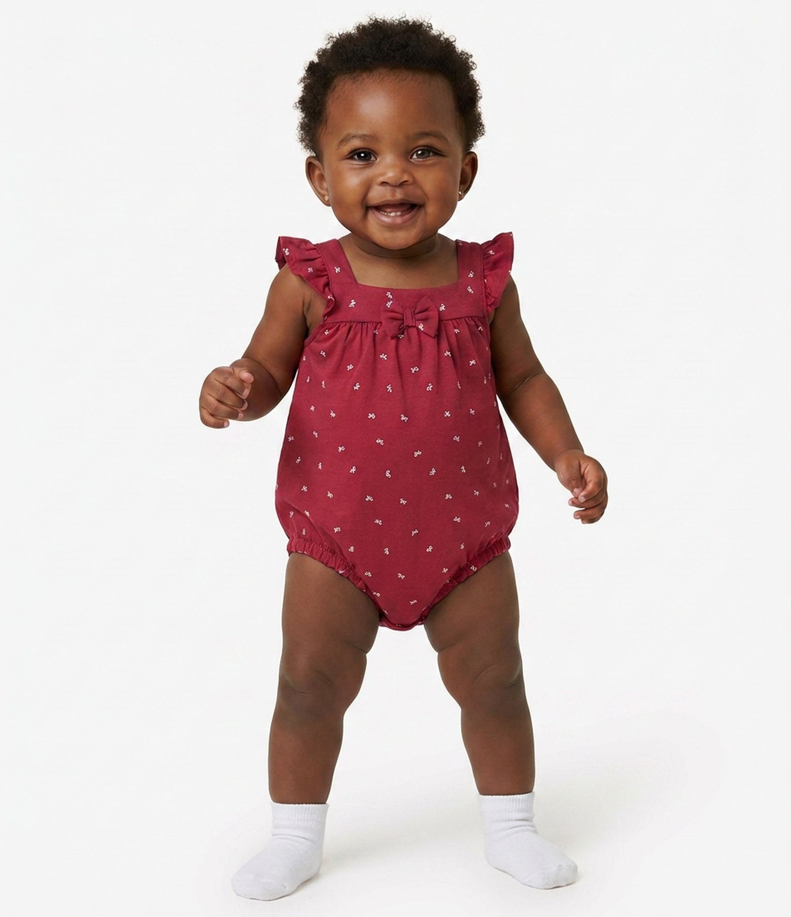 Macacão Bebê em Cotton com Estampa de Laços - Tam 0 a 18 Meses Vermelho 1