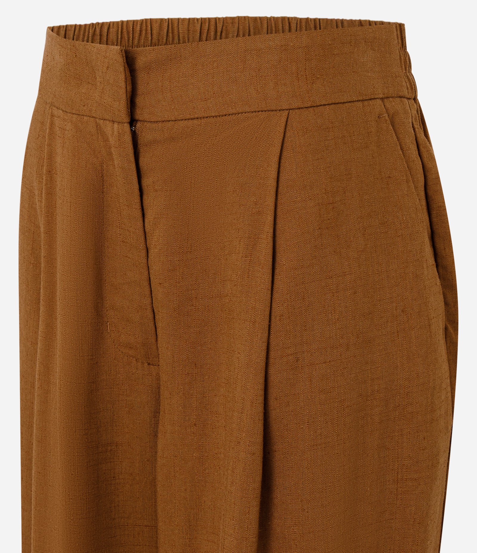Calça Wide Leg em Viscolinho com Cós Elástico Marrom 6
