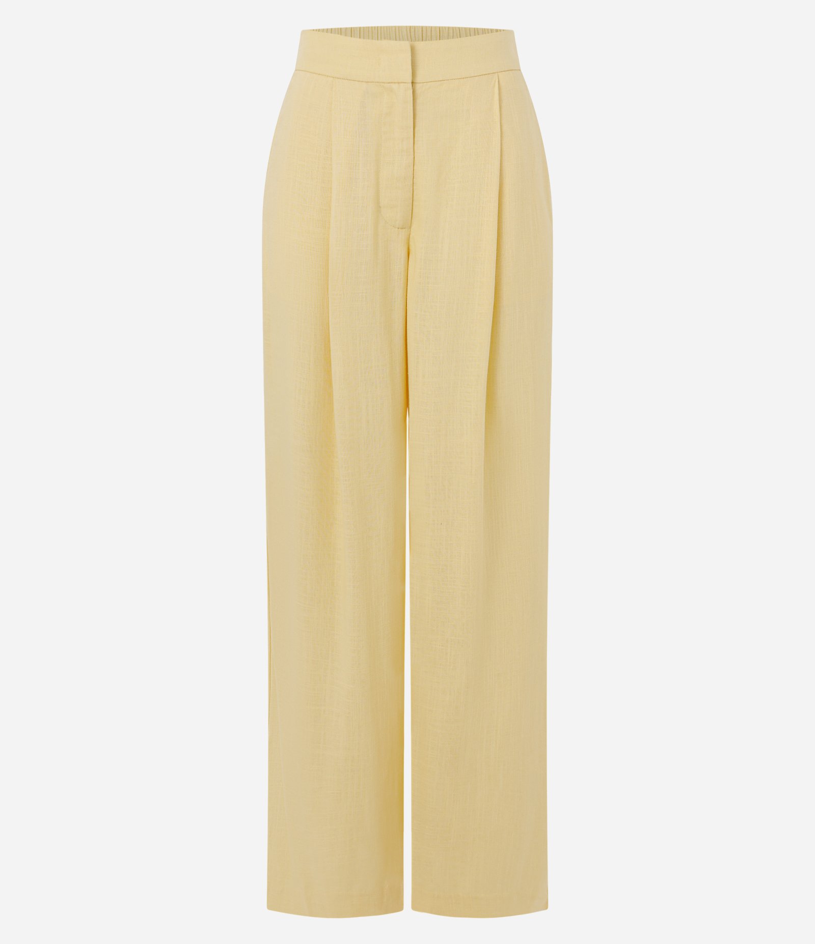 Calça Wide Leg em Viscolinho com Cós Elástico Amarelo 6