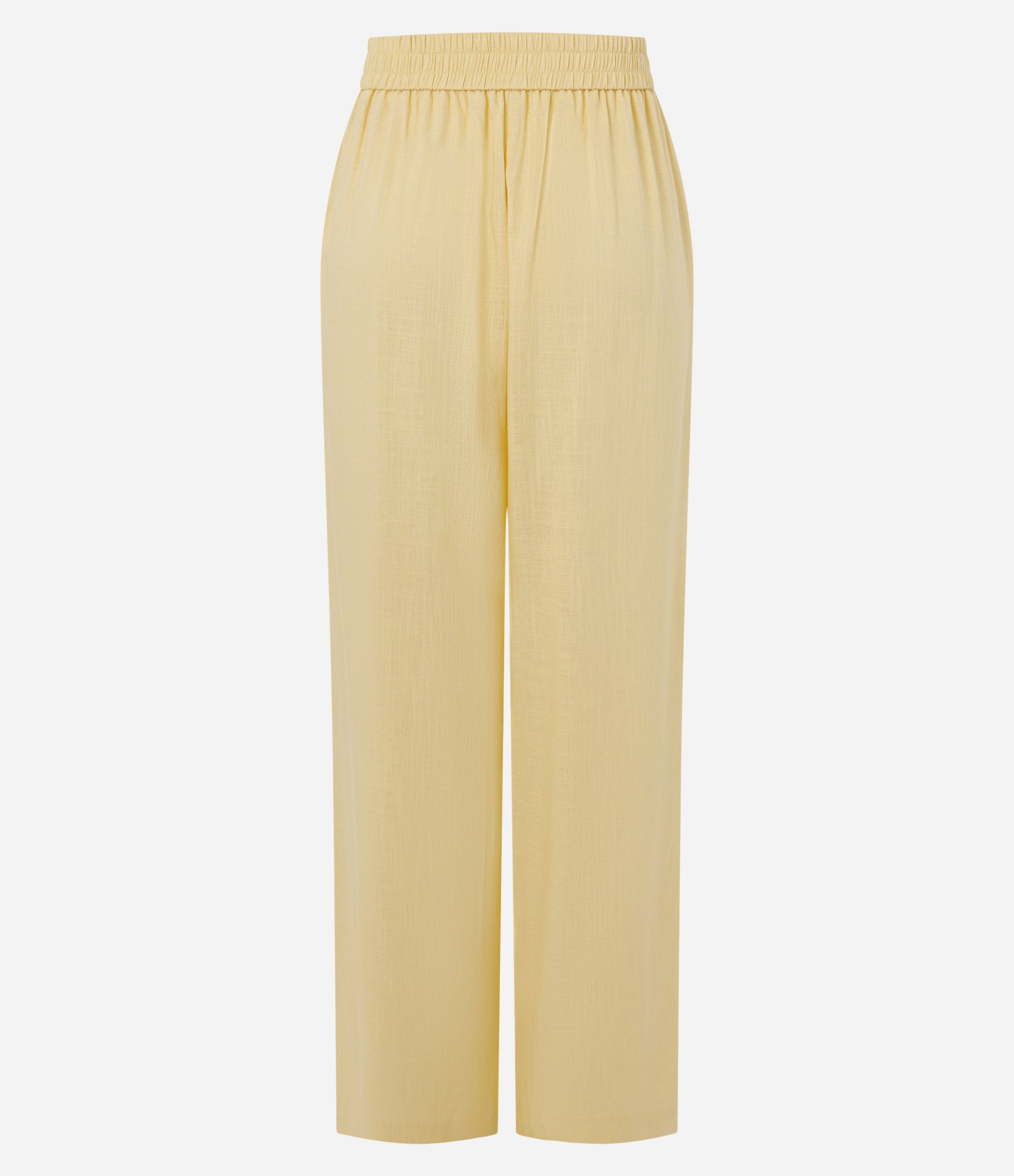 Calça Wide Leg em Viscolinho com Cós Elástico Amarelo 8