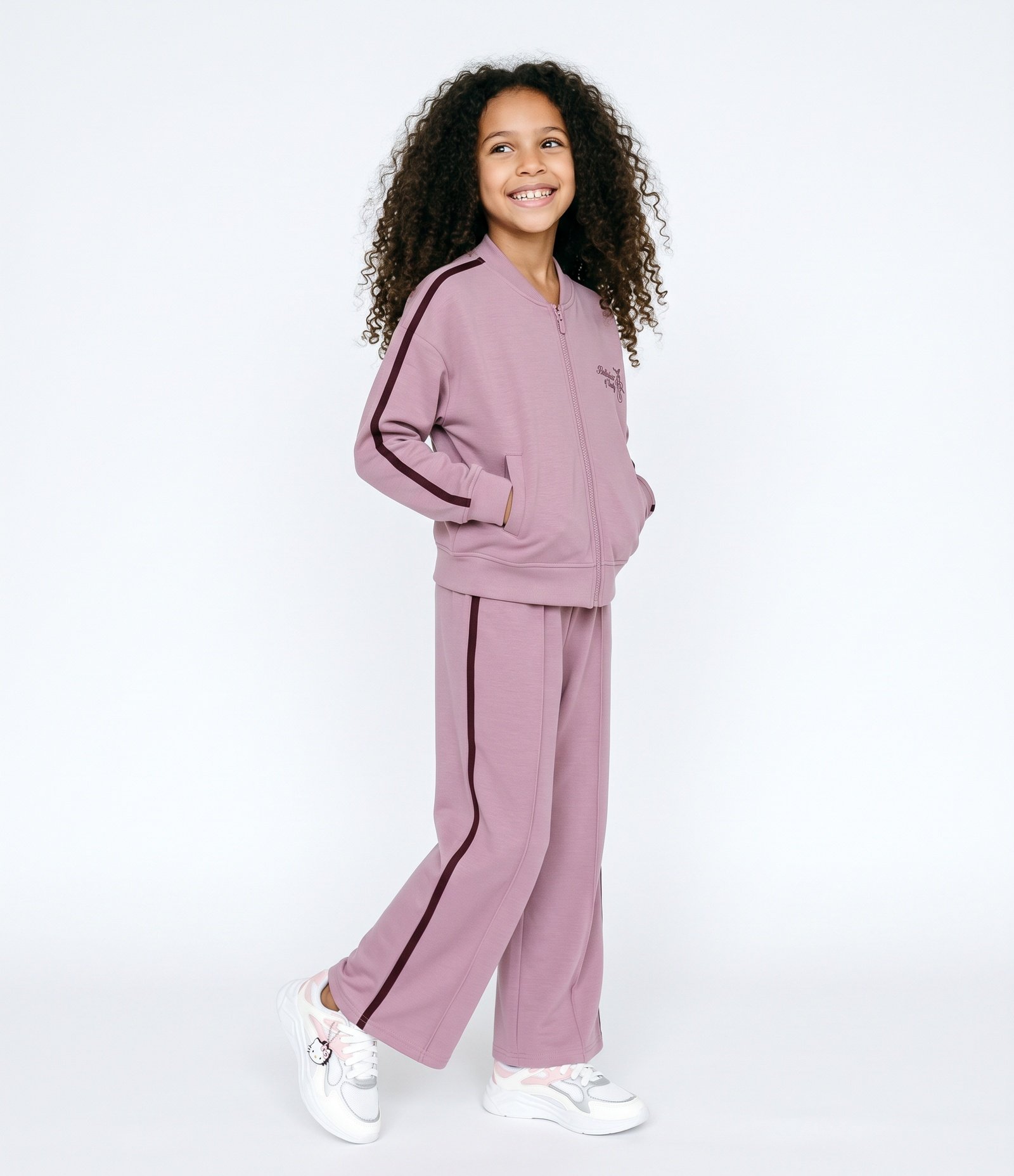 Jaqueta Infantil Lettering Bordado com Filetes nas Mangas - Tam 5 a 16 Anos Rosa 2