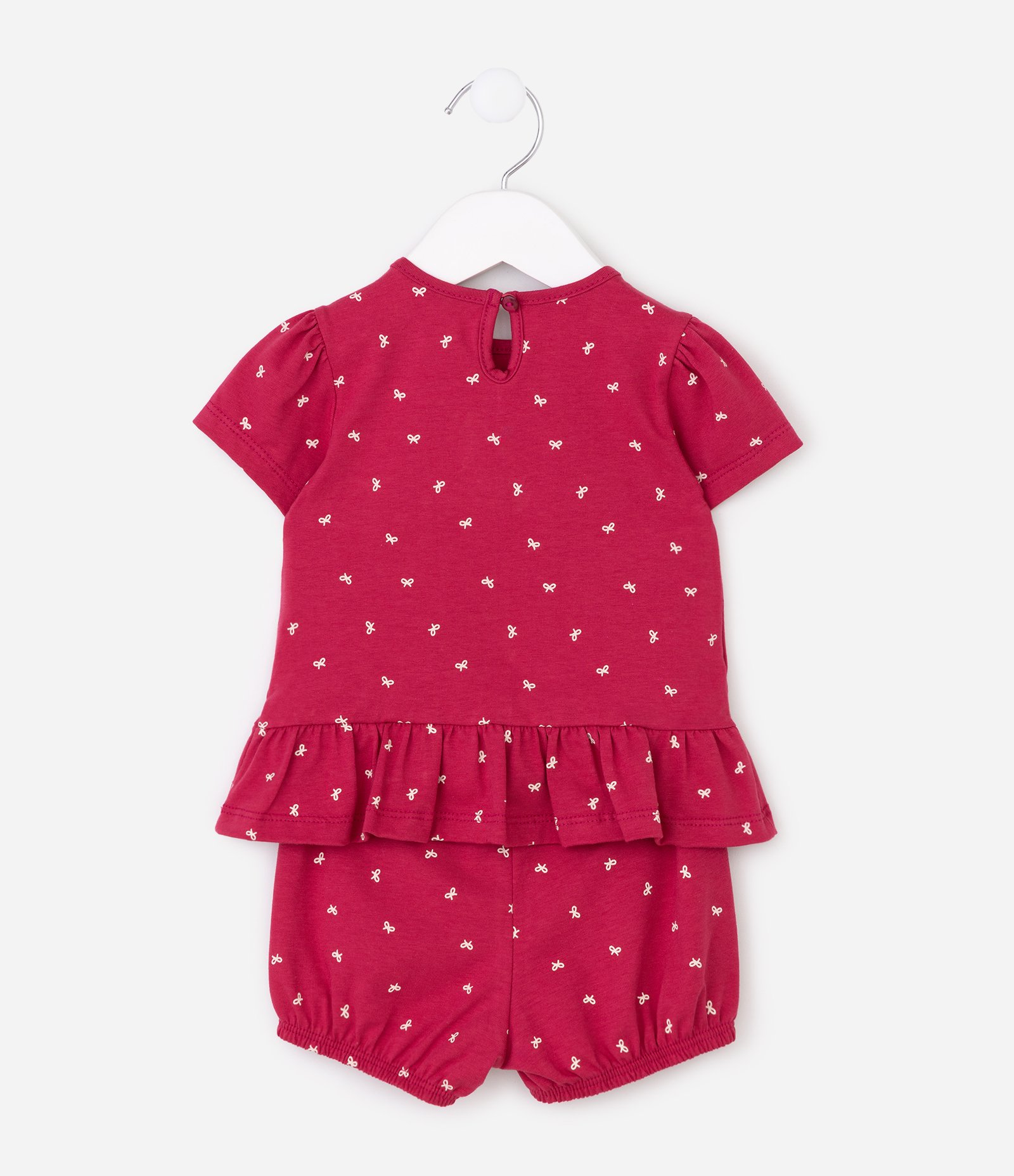 Conjunto em Algodão Bebê Bata E Short com Estampa Laços - Tam 0 a 18 MESES Rosa 3