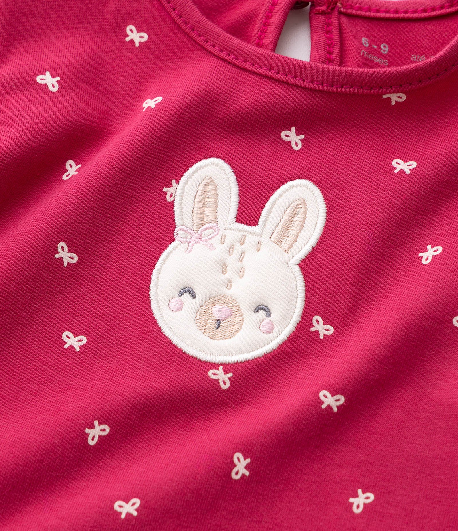 Conjunto em Algodão Bebê Bata E Short com Estampa Laços - Tam 0 a 18 MESES Rosa 5