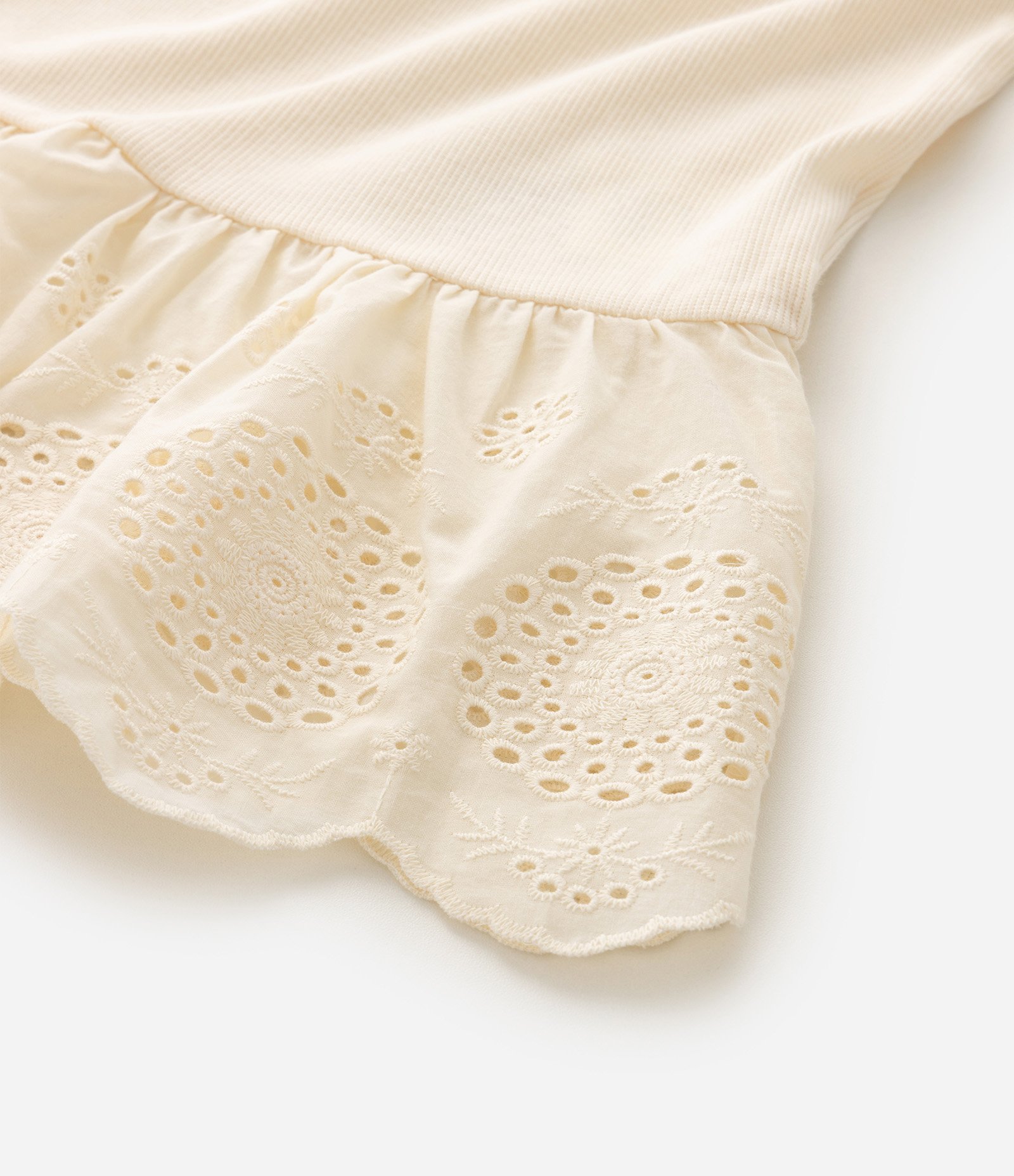 Blusa Infantil em Algodão Canelada com Babado - Tam 5 a 16 Anos Bege 6