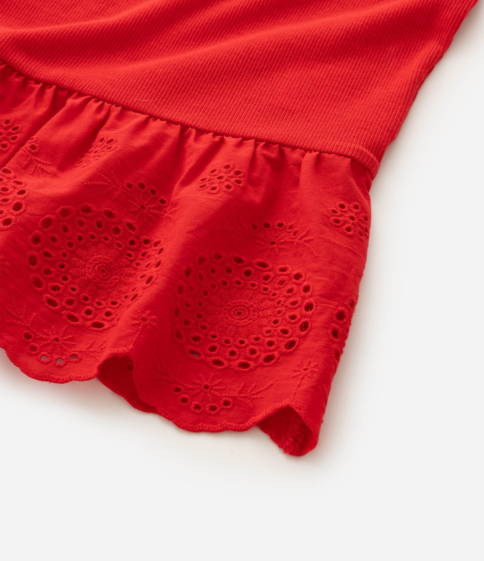 Blusa Infantil em Algodão Canelada com Babado - Tam 5 a 16 Anos Vermelho 6