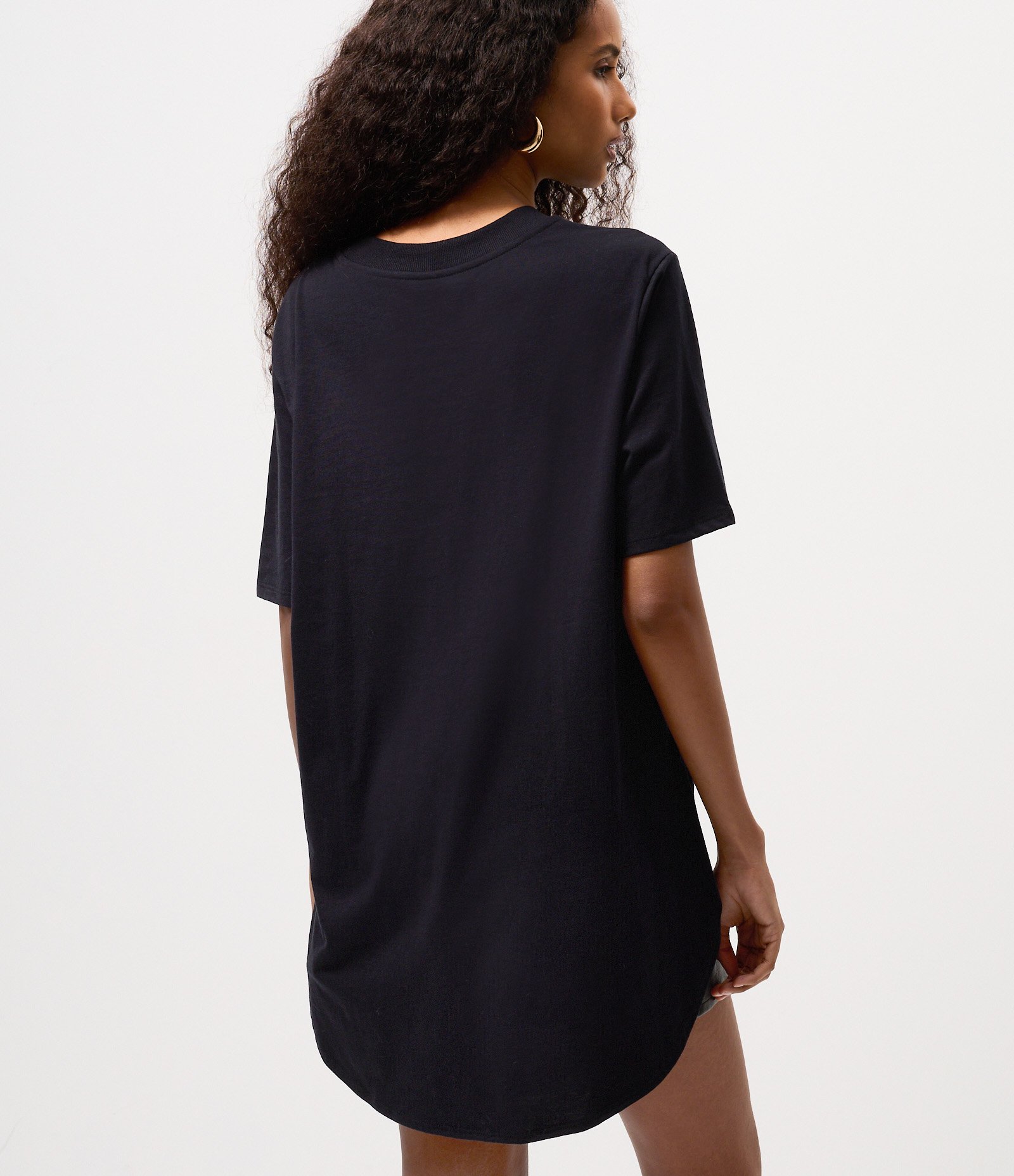 Camiseta Ampla com Barra Mullet em Algodão Preto 4