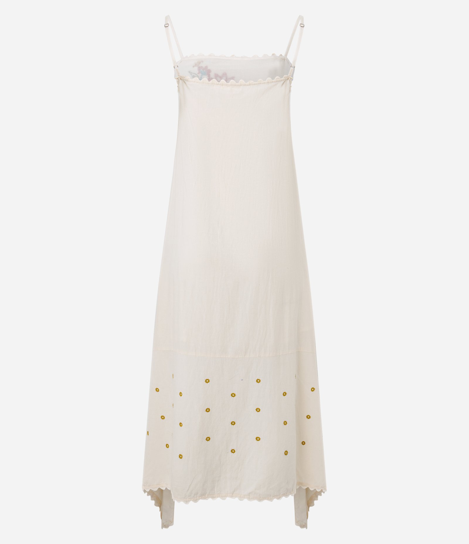 Vestido Midi em Laise com Bordado Floral e Barra Assimétrica Branco 3