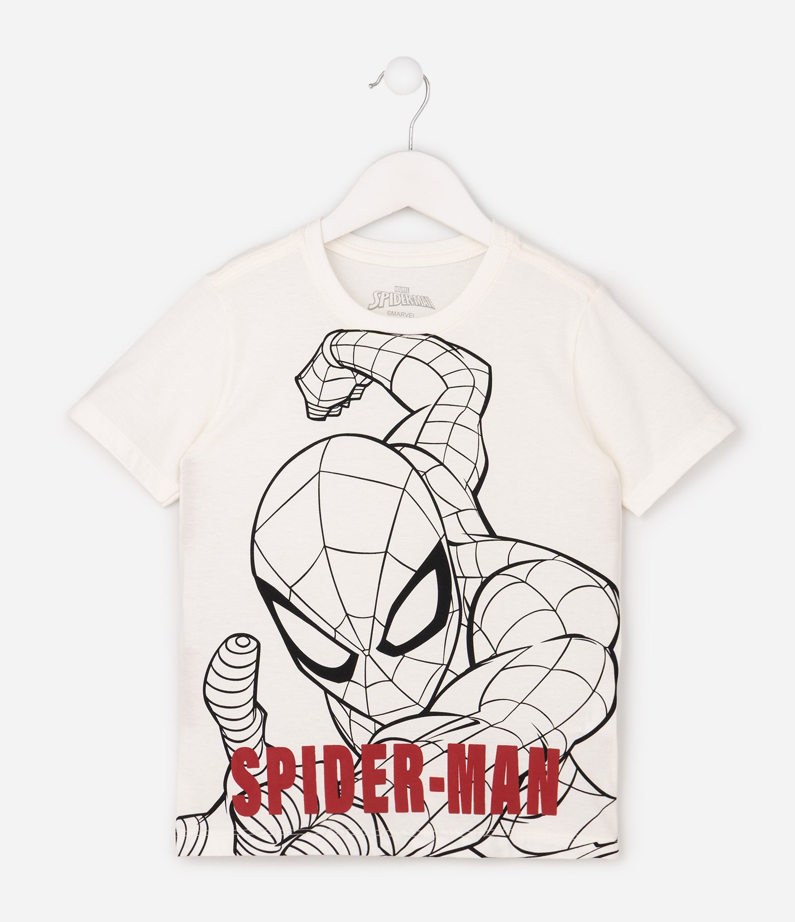 Camiseta em Algodão com Estampa Spider Man Outline - Tam 4 a 12 Anos Branco 2