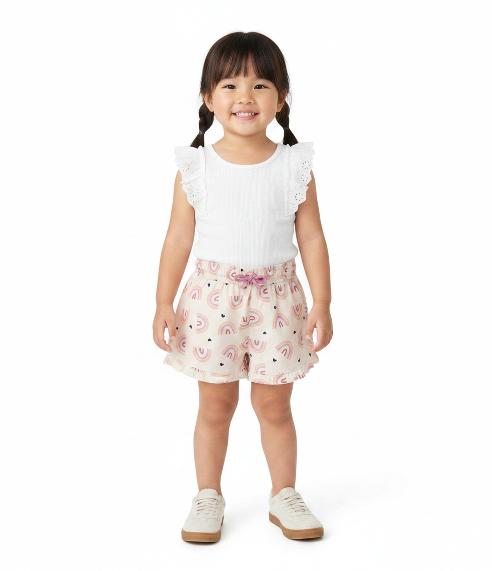 Short Infantil com Estampa Arco Íris - Tam 1 a 6 Anos Bege 1