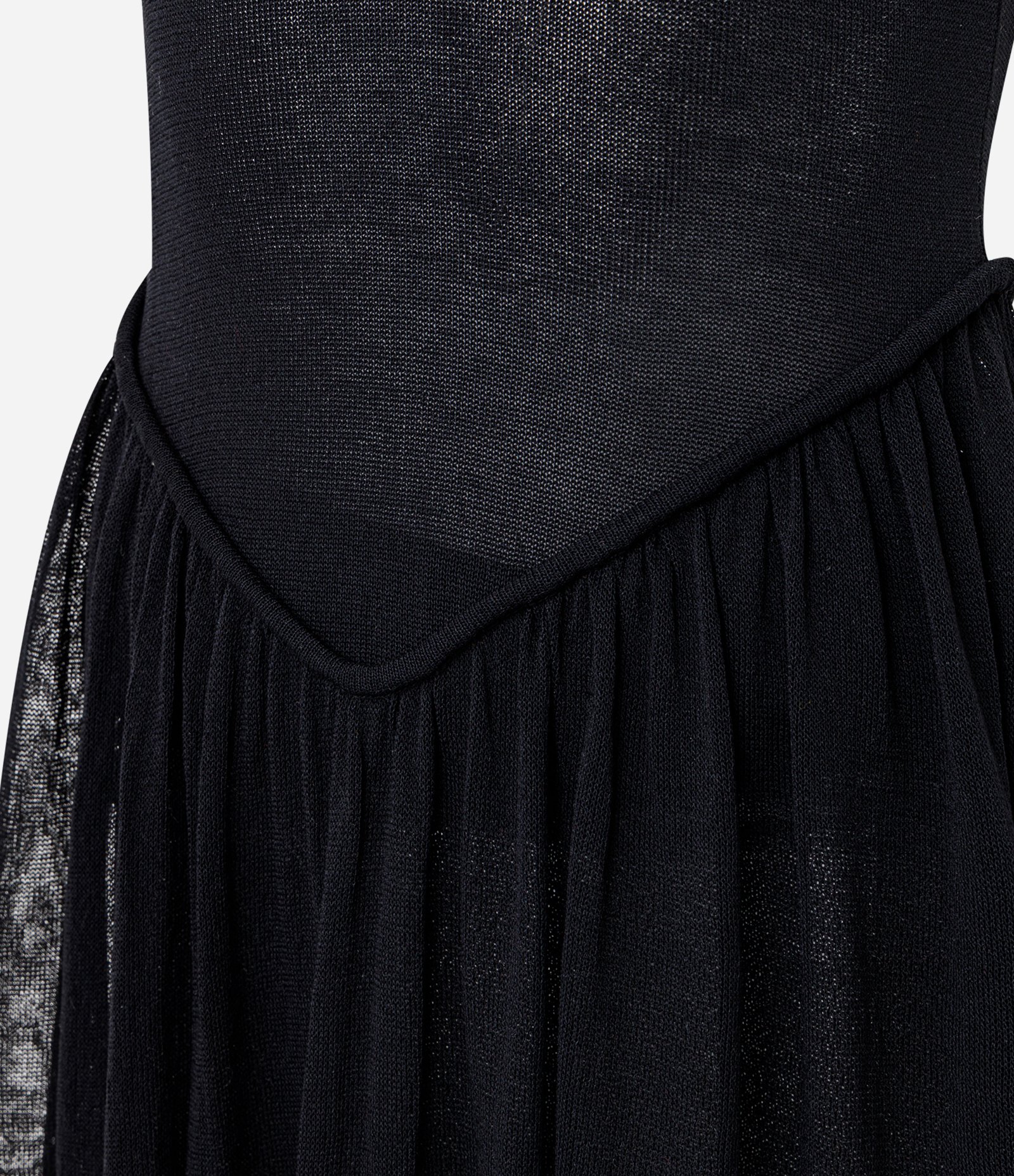 Vestido Midi em Tricô com Cintura Deslocada e Barra Balonê Preto 7