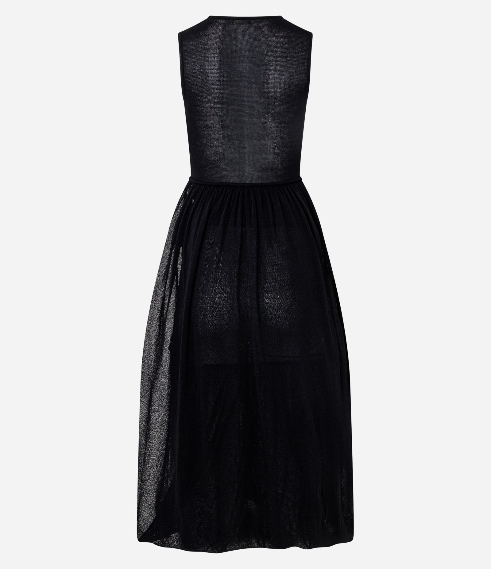 Vestido Midi em Tricô com Cintura Deslocada e Barra Balonê Preto 8