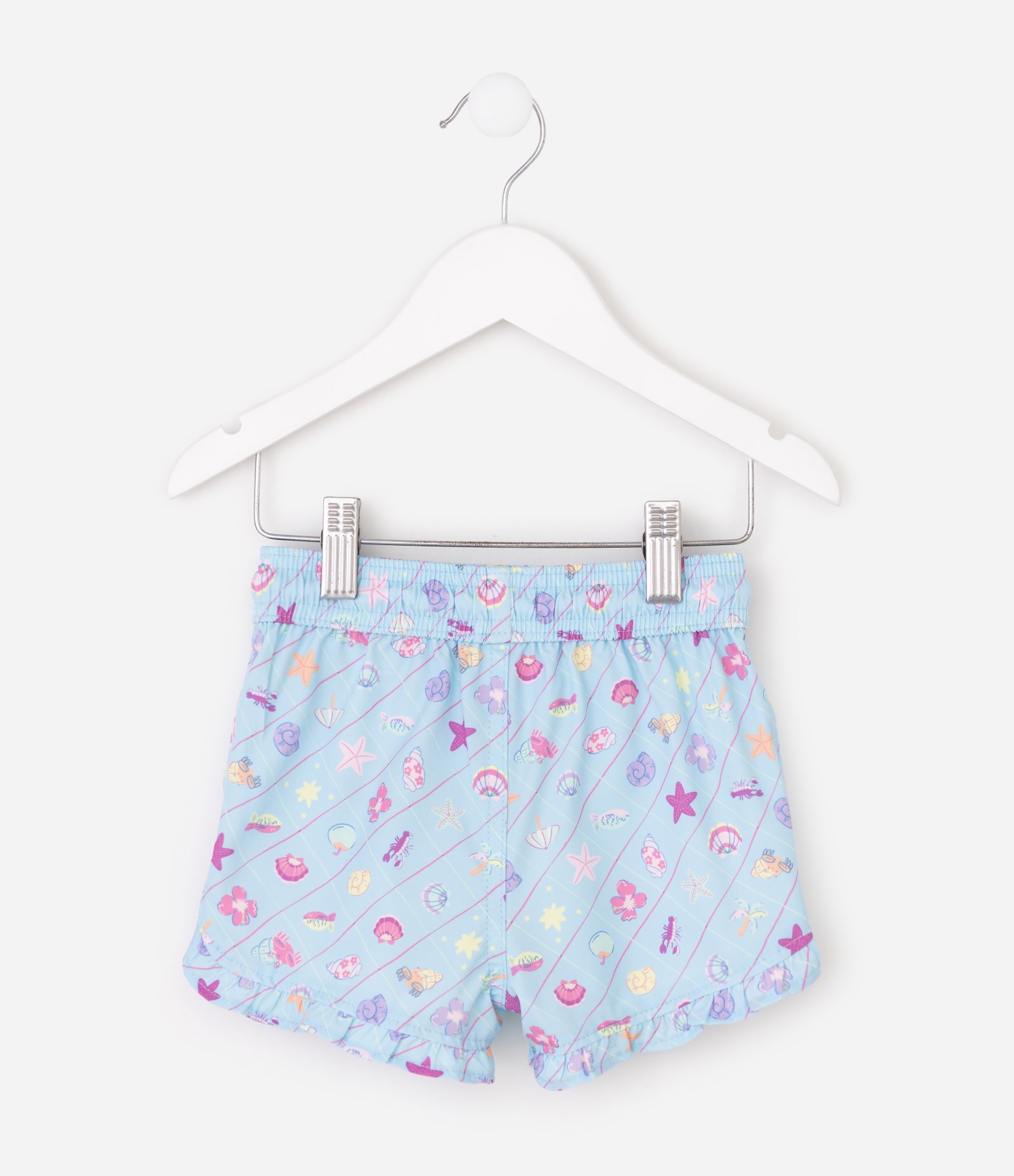 Short Praia Infantil Estampa Fundo do Mar com Barra Ondulada - Tam 1 a 6 Anos Azul 5