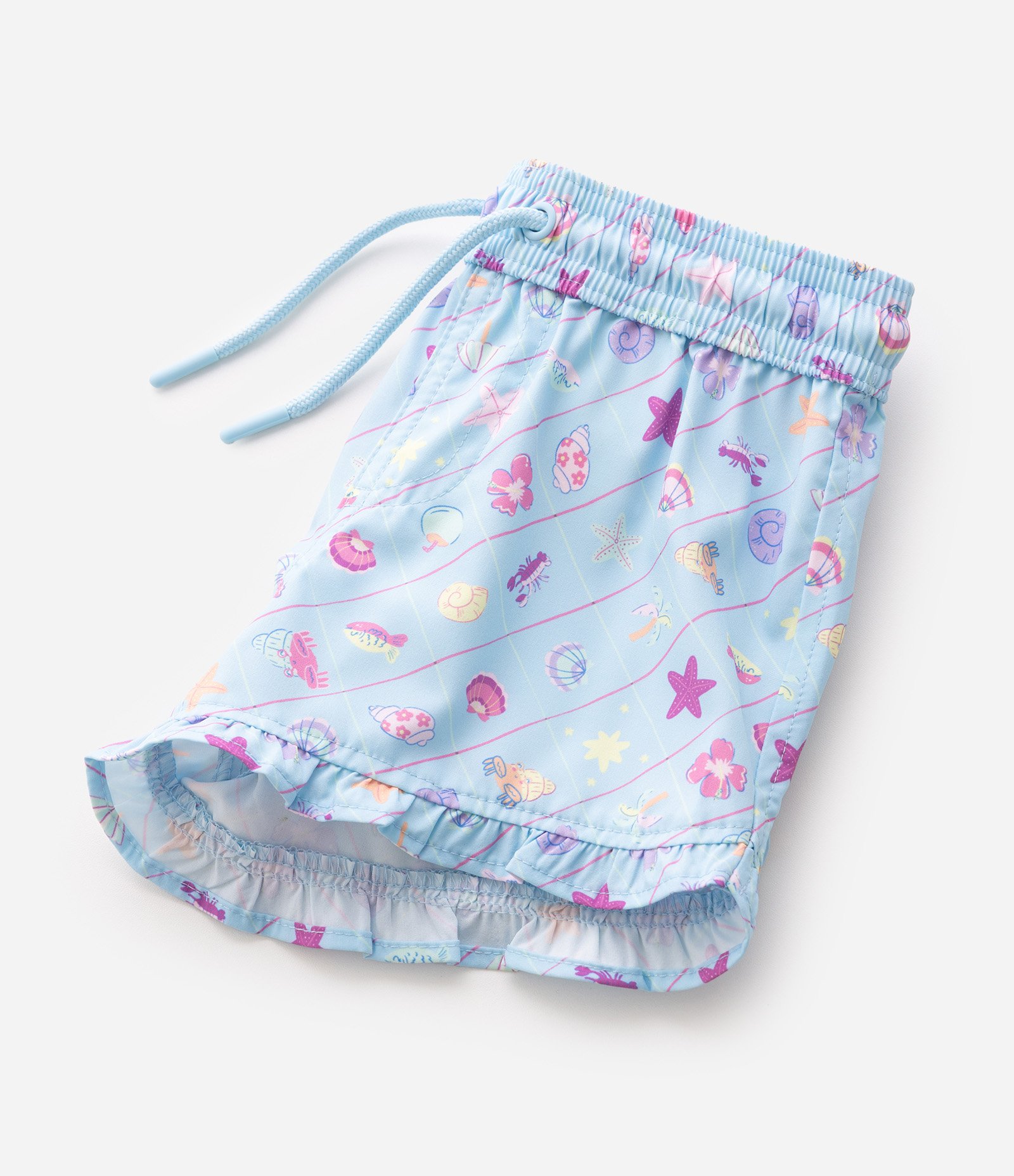 Short Praia Infantil Estampa Fundo do Mar com Barra Ondulada - Tam 1 a 6 Anos Azul 7