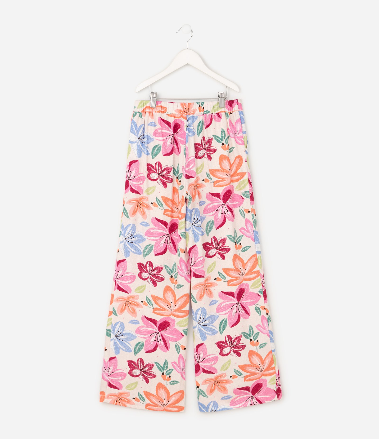 Calça Wide Leg Infantil com Estampa Floral - Tam 5 a 14 Anos Multicores 4