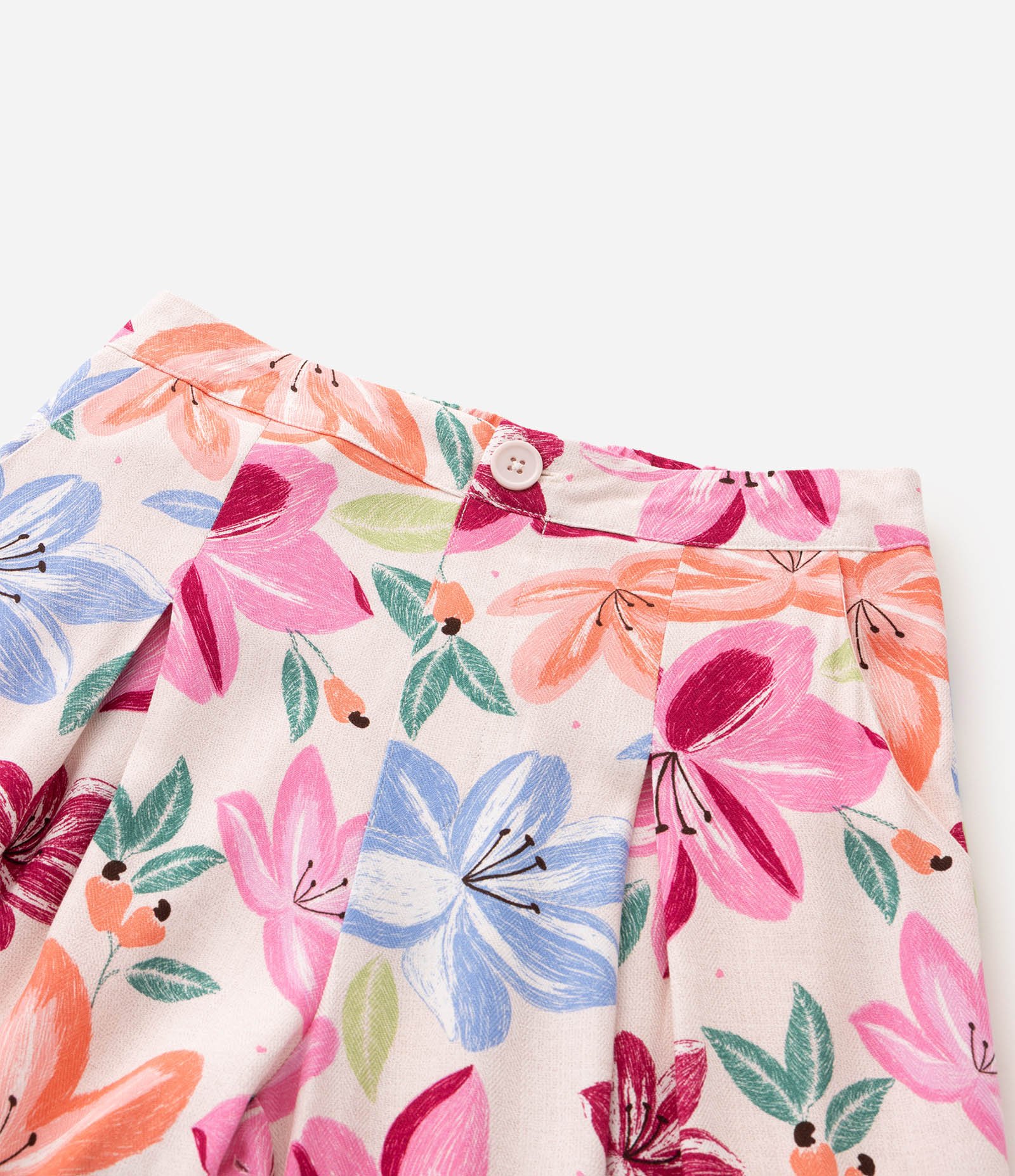 Calça Wide Leg Infantil com Estampa Floral - Tam 5 a 14 Anos Multicores 6