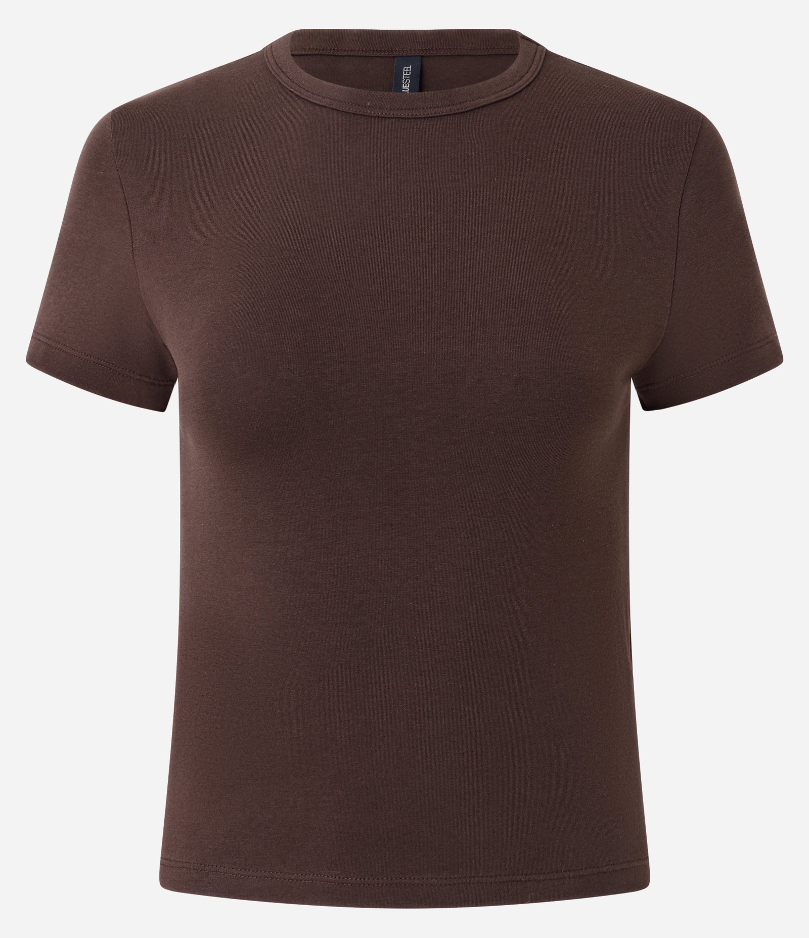 Blusa Básica em Algodão Peruano com Mangas Curtas Marrom 6